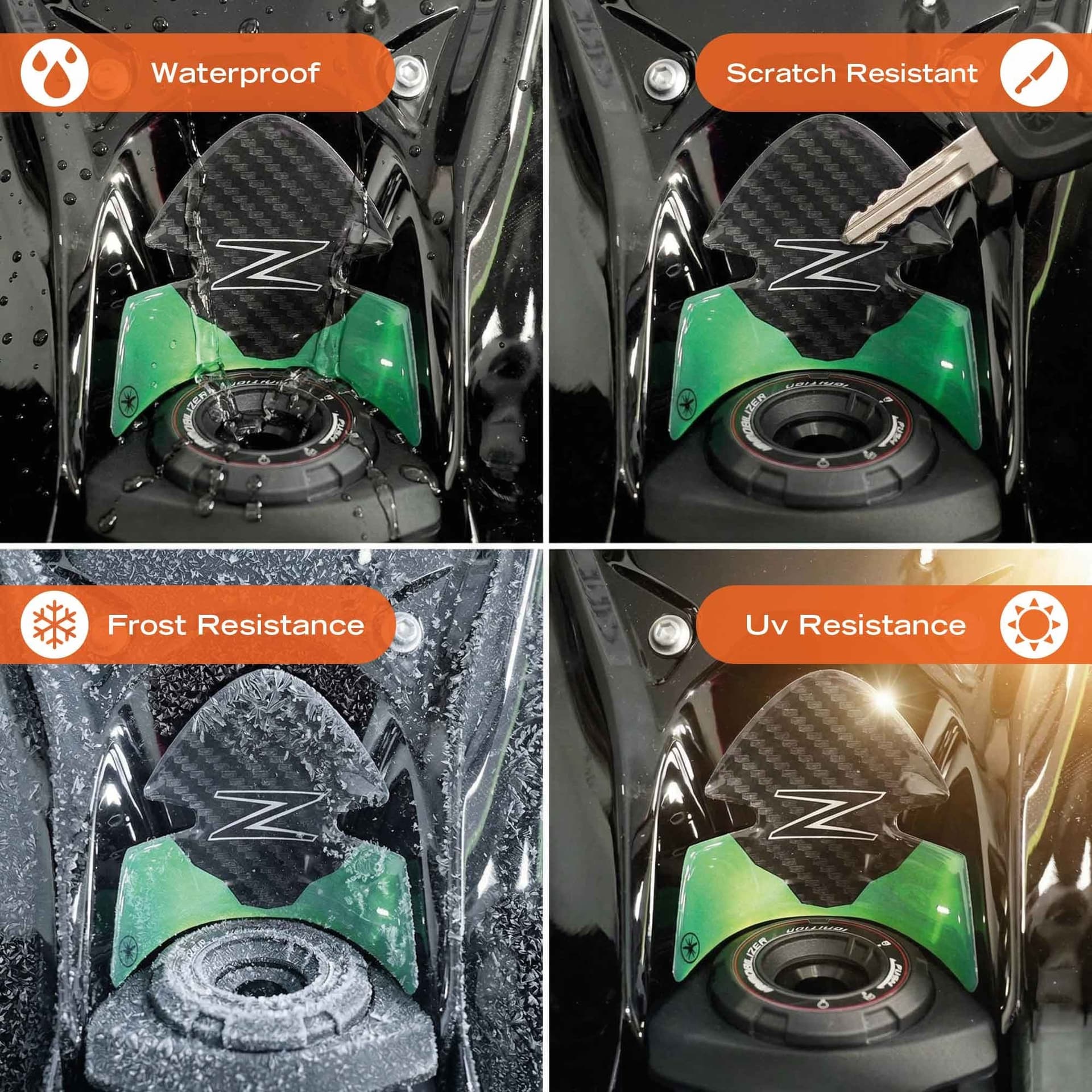 Protezioni Chiave Accensione Moto Adesivi 3D compatibili con Kawasaki Z1100 2026 - 10