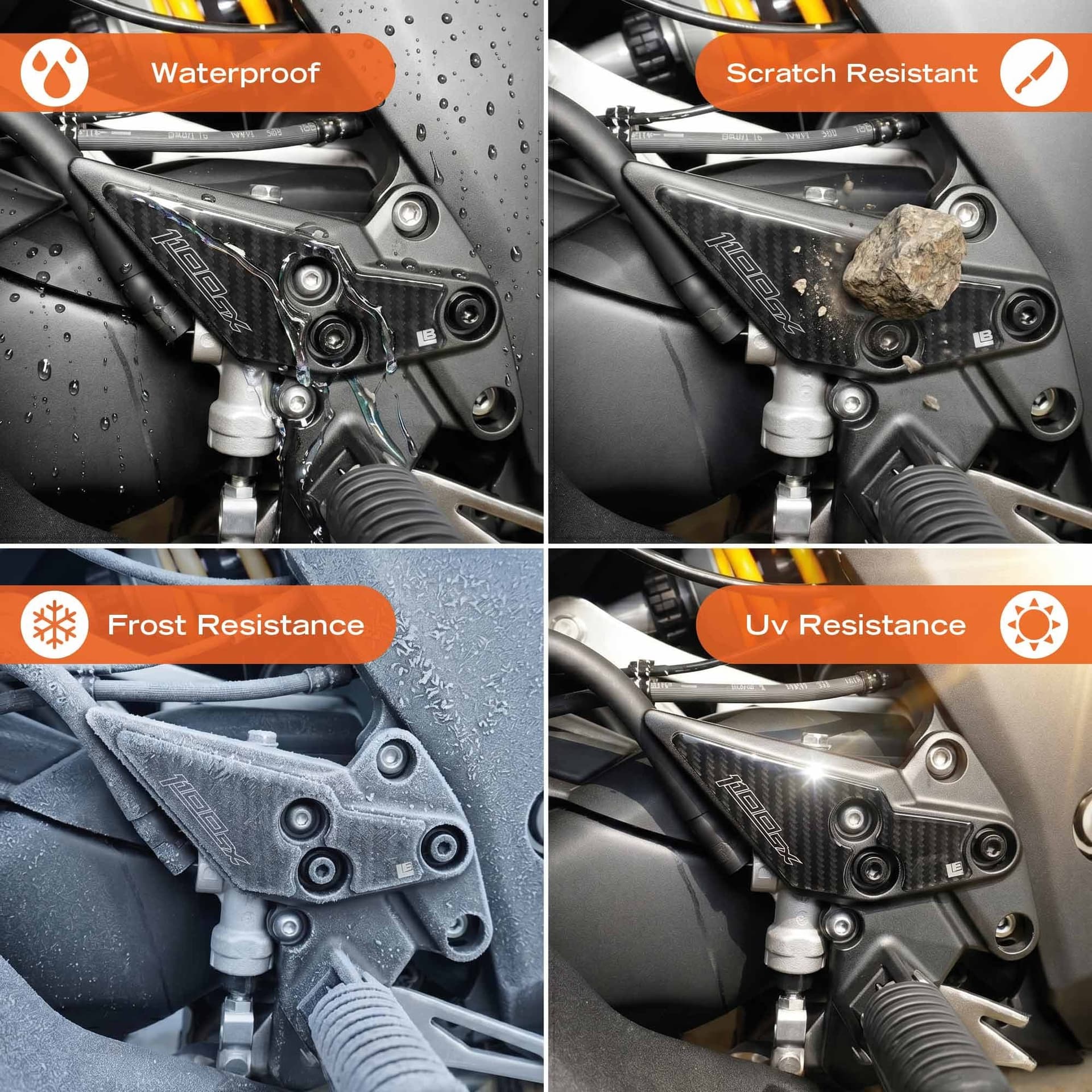 Protezioni Battitacco Adesivi 3D compatibili con Kawasaki Ninja 1100SX 2025-26 - 4