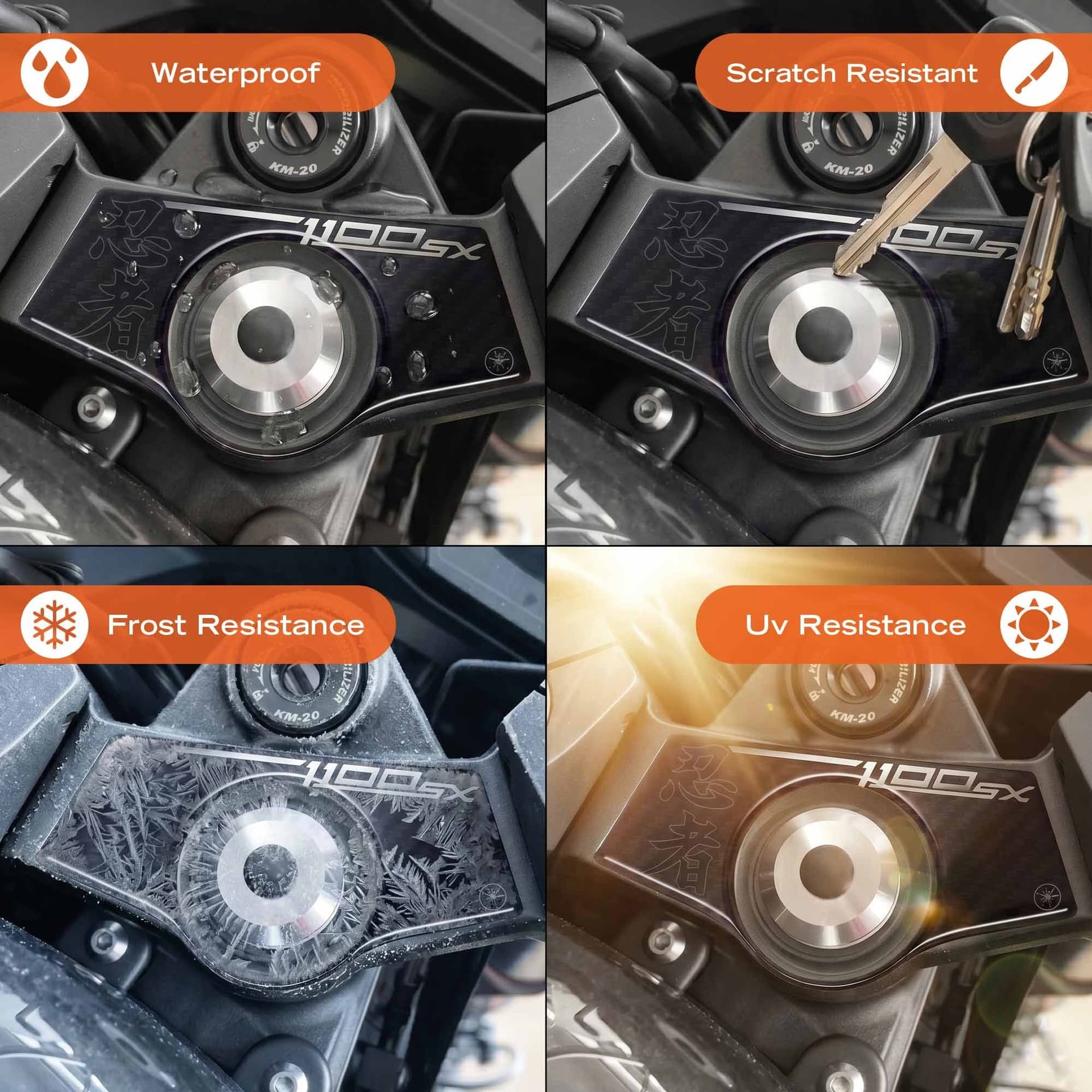 Adesivo 3D Protezione piastra forcella compatibile con Kawasaki Ninja 1100SX - 13