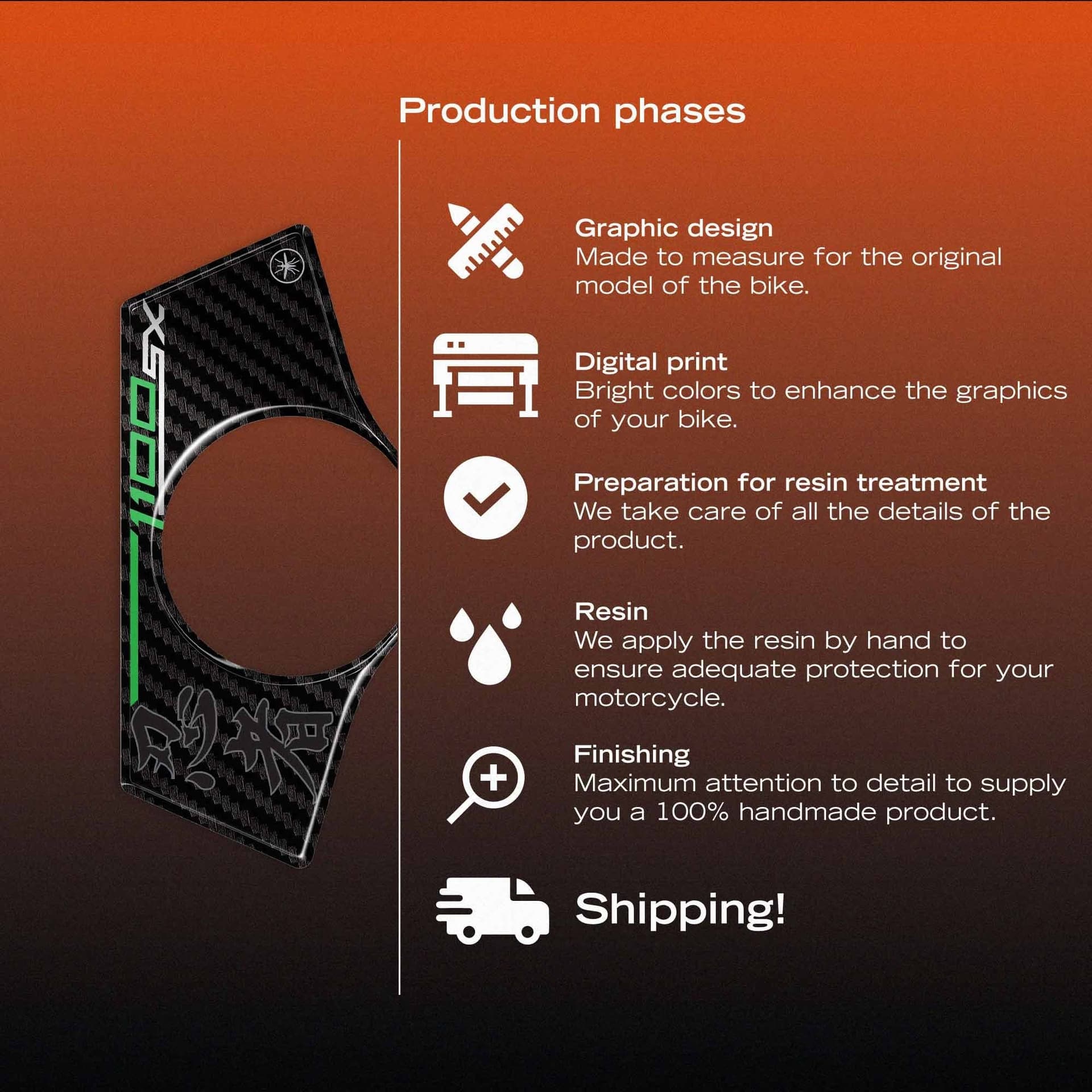 Adesivo 3D Protezione piastra forcella compatibile con Kawasaki Ninja 1100SX - 19