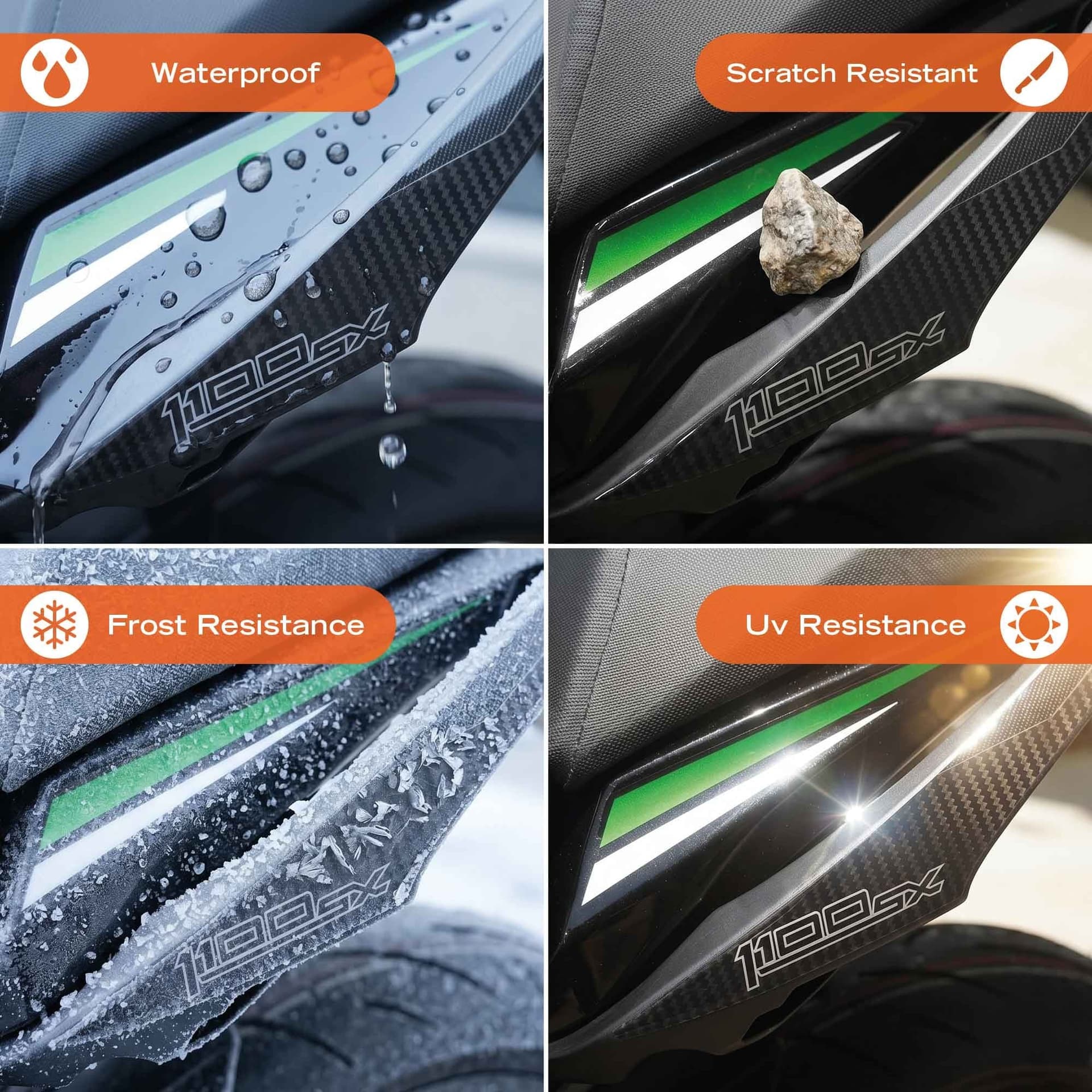 Protezioni Maniglie Adesivi 3D compatibili con Kawasaki Ninja 1100SX 2025-2026 - 4