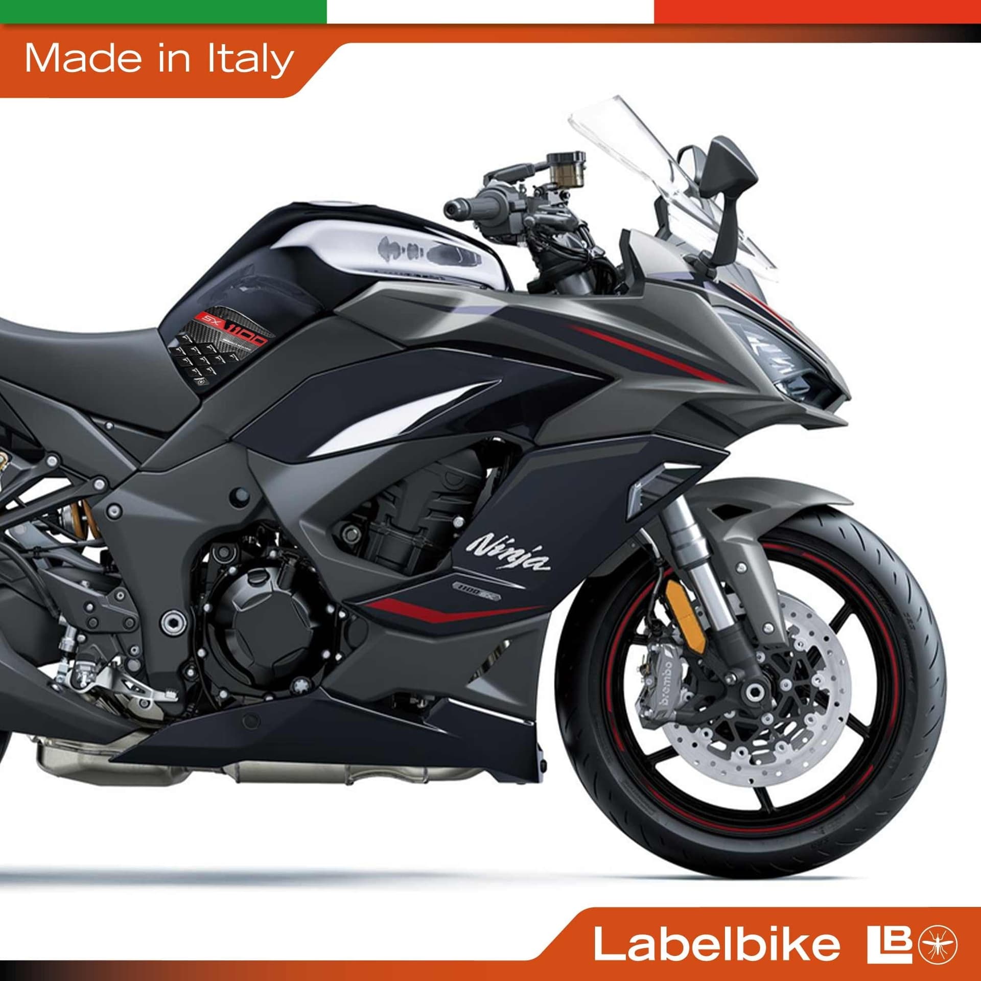 Protezioni Laterali Serbatoio Adesivi 3D compatibili con Kawasaki Ninja 1100SX - 15