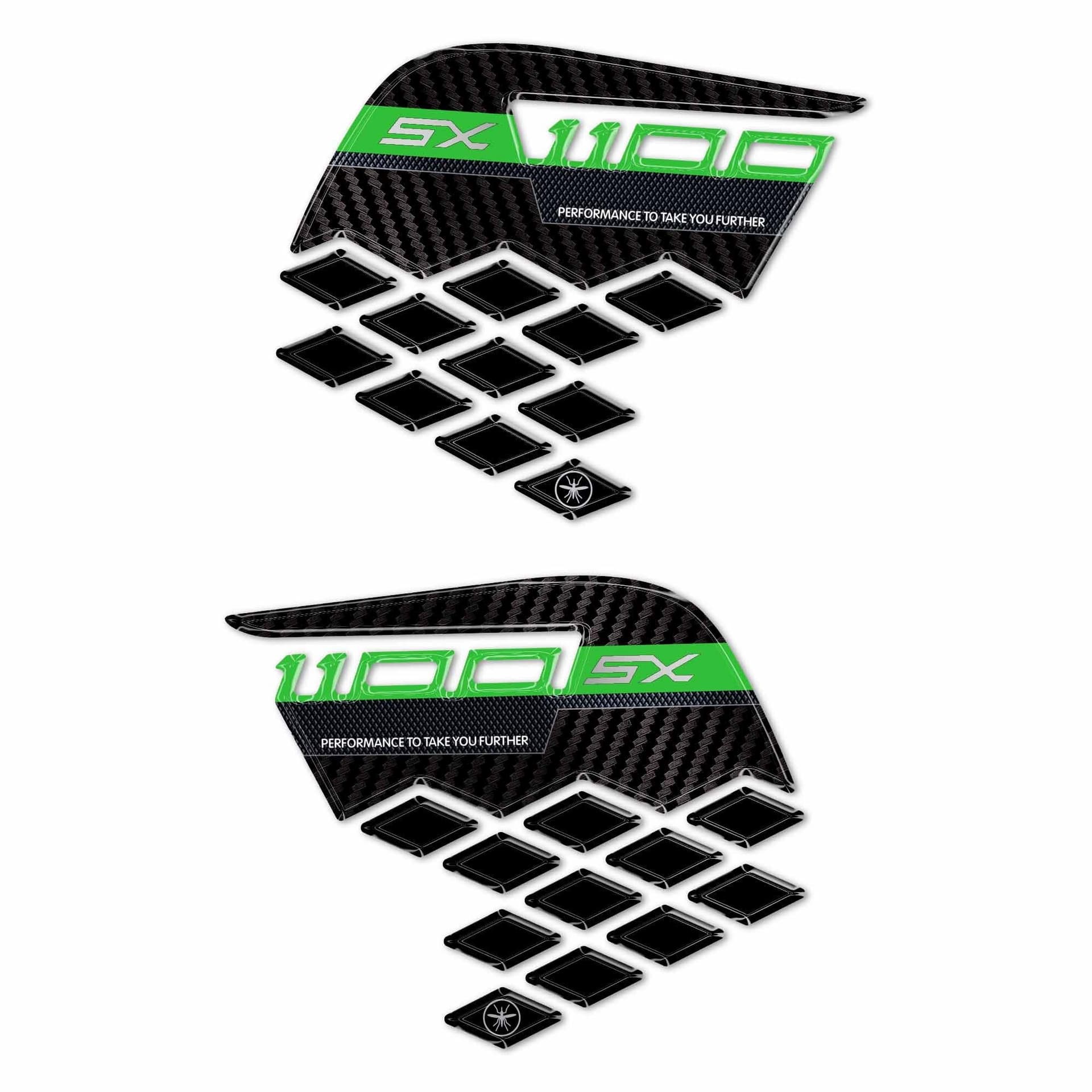 Protezioni Laterali Serbatoio Adesivi 3D compatibili con Kawasaki Ninja 1100SX - 20