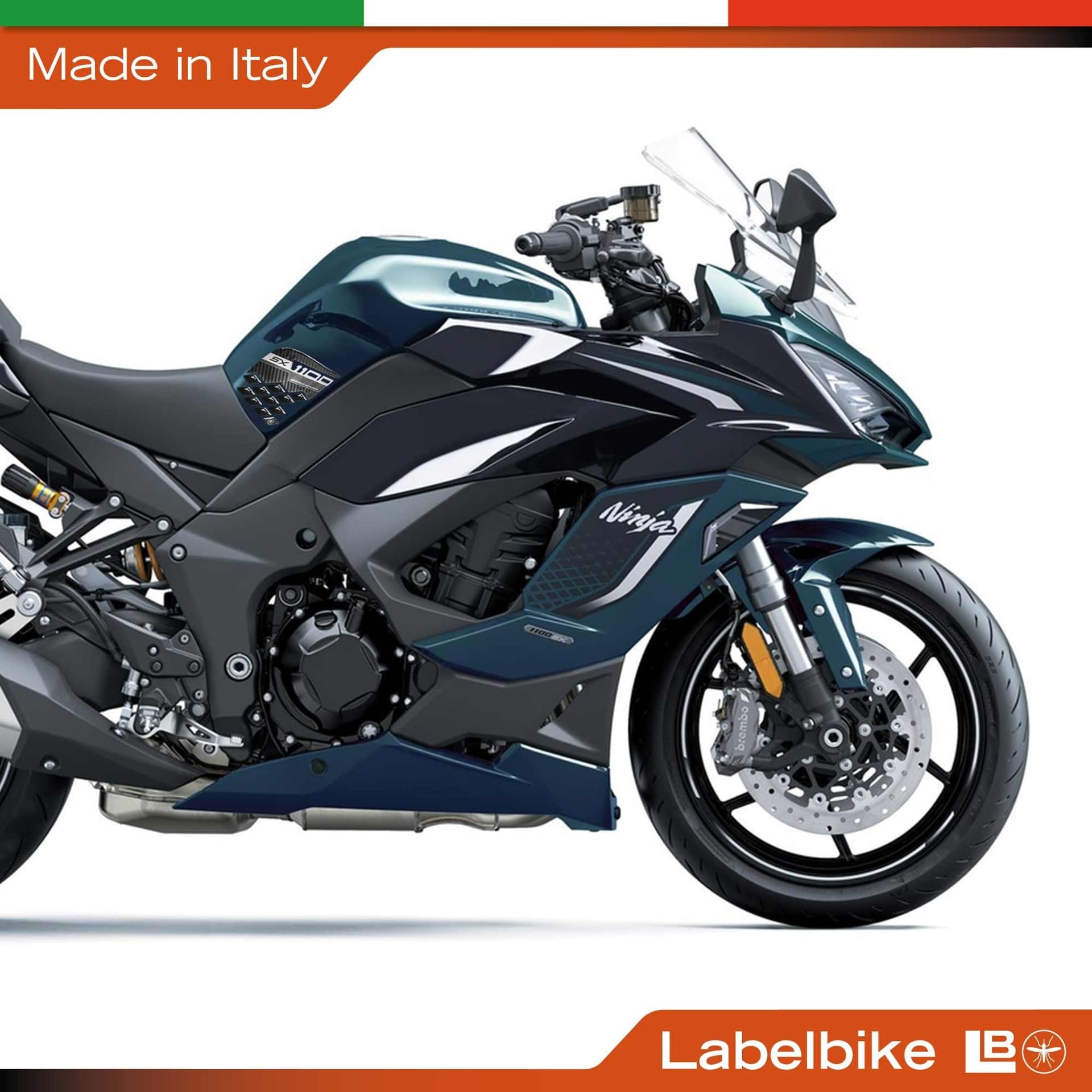 Protezioni Laterali Serbatoio Adesivi 3D compatibili con Kawasaki Ninja 1100SX - 3
