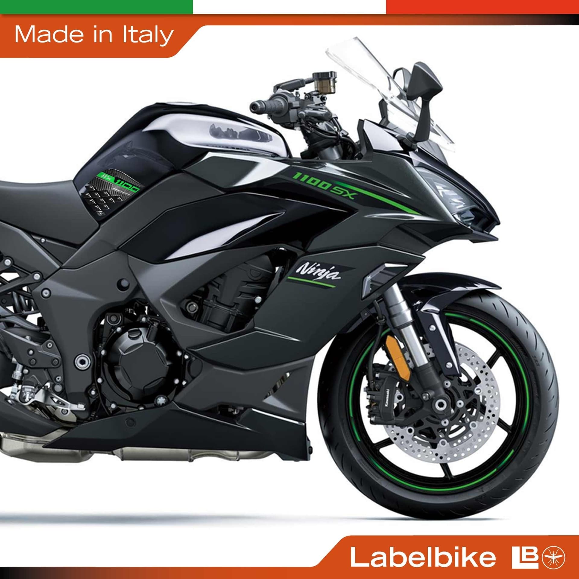 Protezioni Laterali Serbatoio Adesivi 3D compatibili con Kawasaki Ninja 1100SX - 21