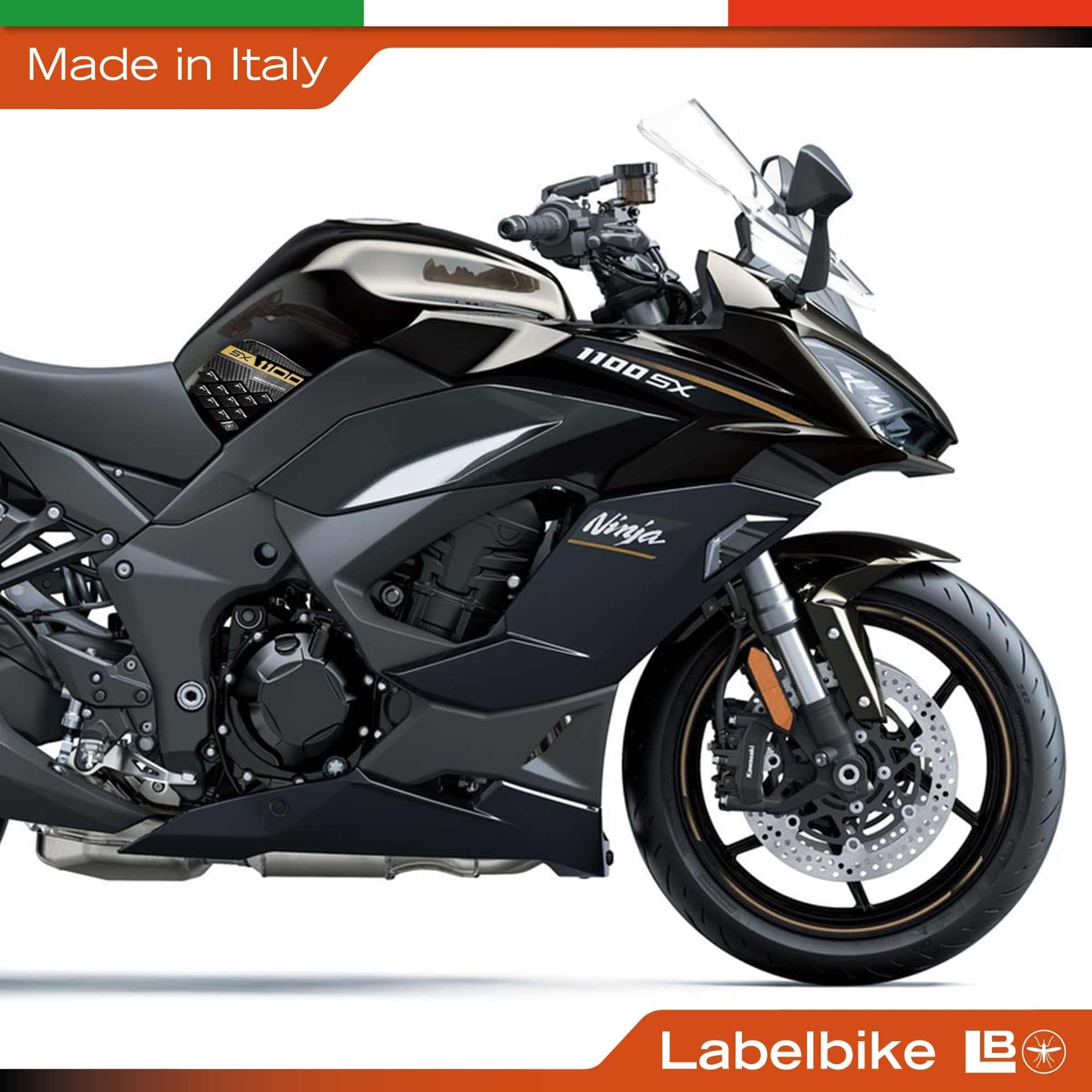 Protezioni Laterali Serbatoio Adesivi 3D compatibili con Kawasaki Ninja 1100SX - 9