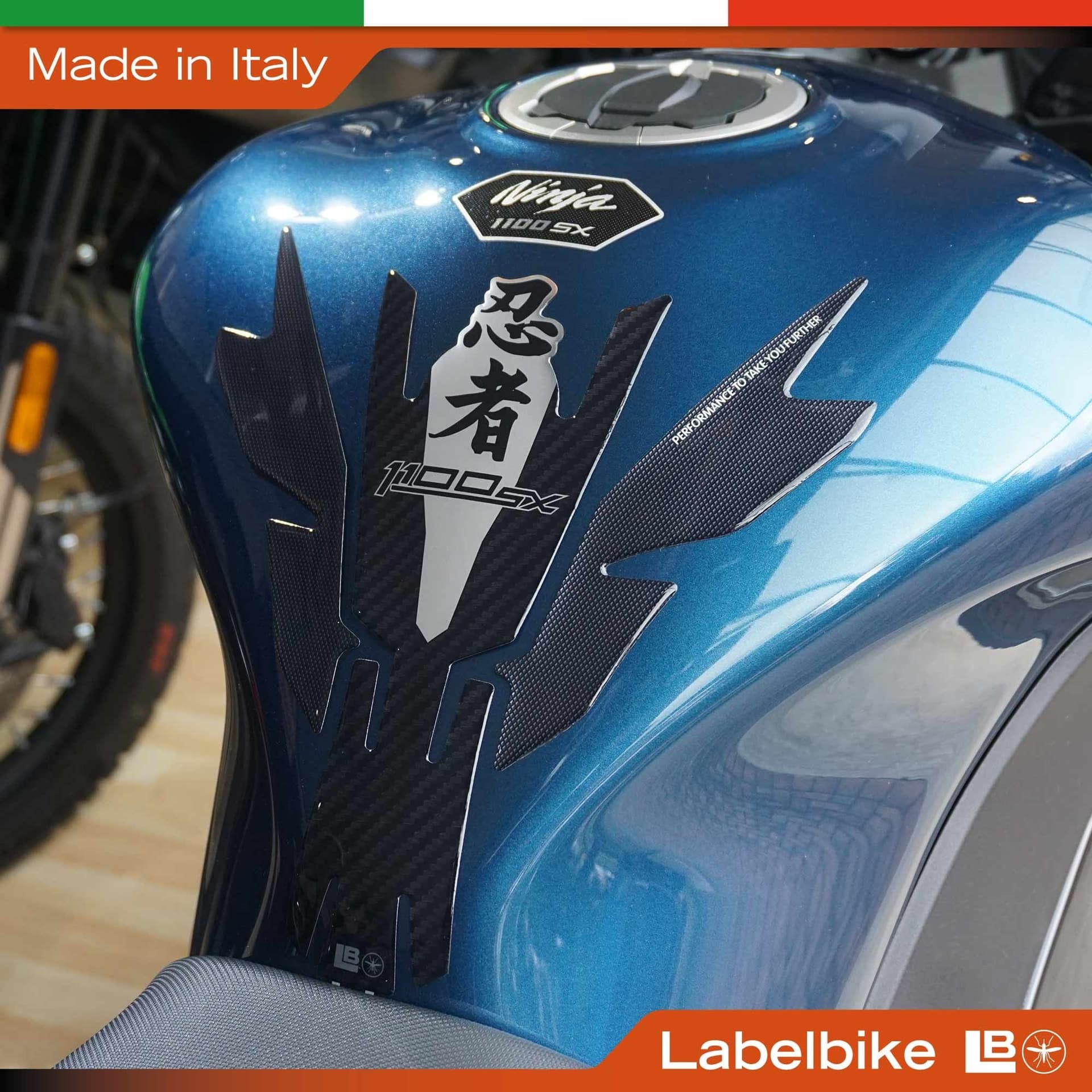 Paraserbatoio Adesivo 3D Protezione moto compatibile con Kawasaki Ninja 1100SX - 3