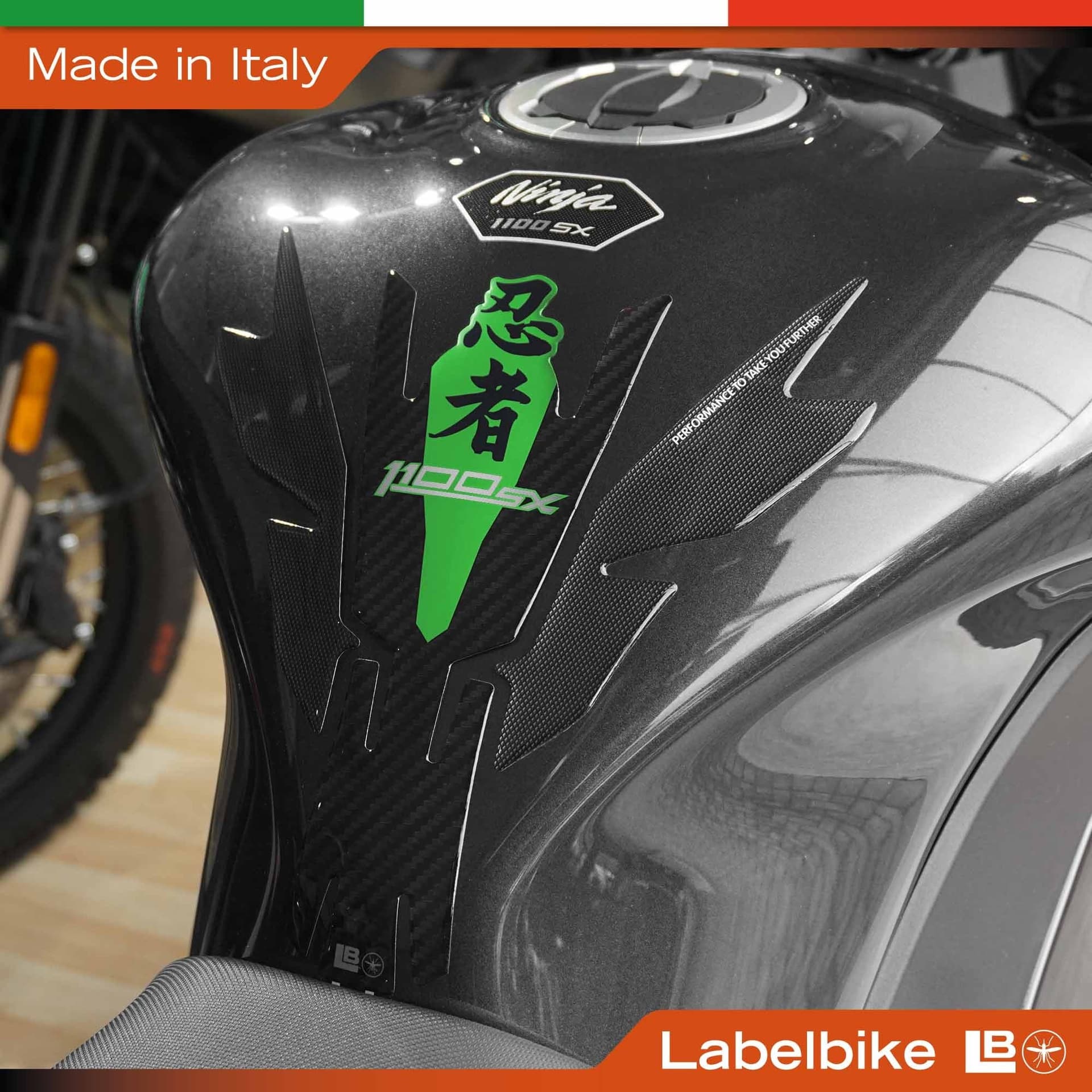 Paraserbatoio Adesivo 3D Protezione moto compatibile con Kawasaki Ninja 1100SX - 21