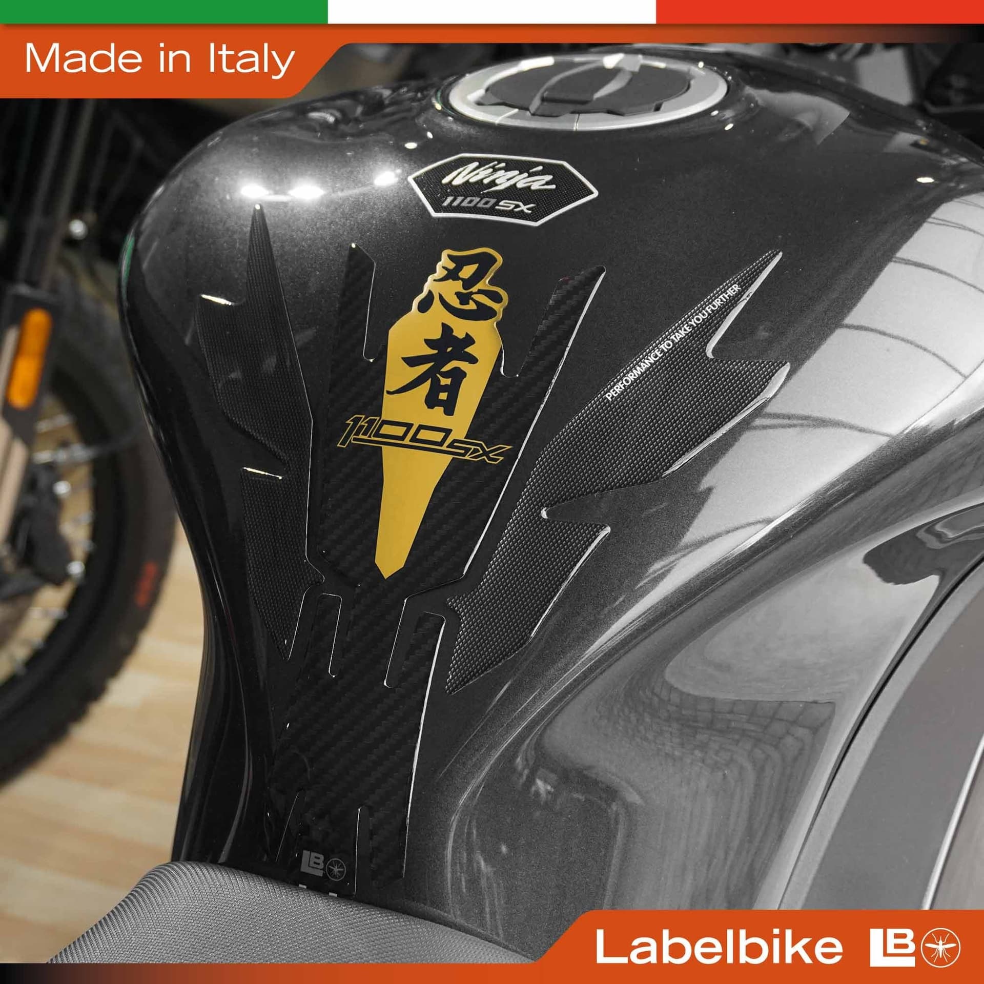 Paraserbatoio Adesivo 3D Protezione moto compatibile con Kawasaki Ninja 1100SX - 9
