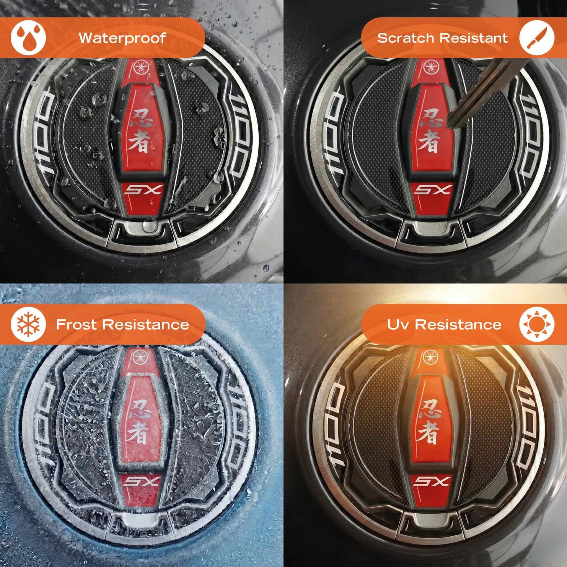 Adesivo Protezione Tappo Serbatoio moto compatibile con Kawasaki Ninja 1100SX - 13
