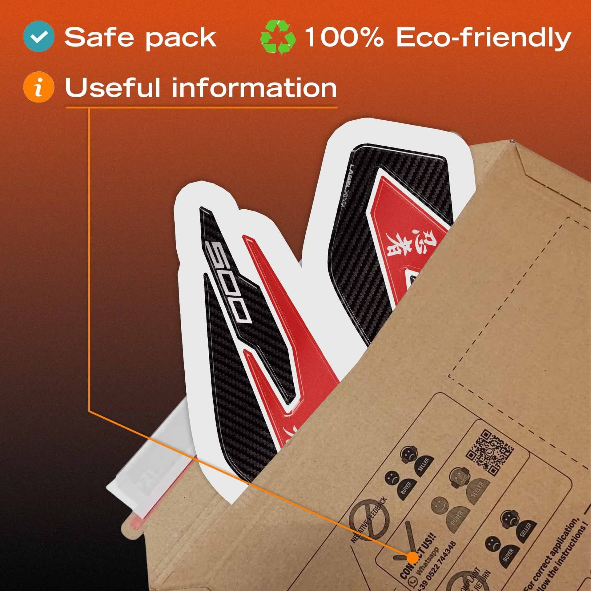 Protezioni Laterali Serbatoio Adesivi compatibili con Kawasaki Ninja 500 2024-26 - 12