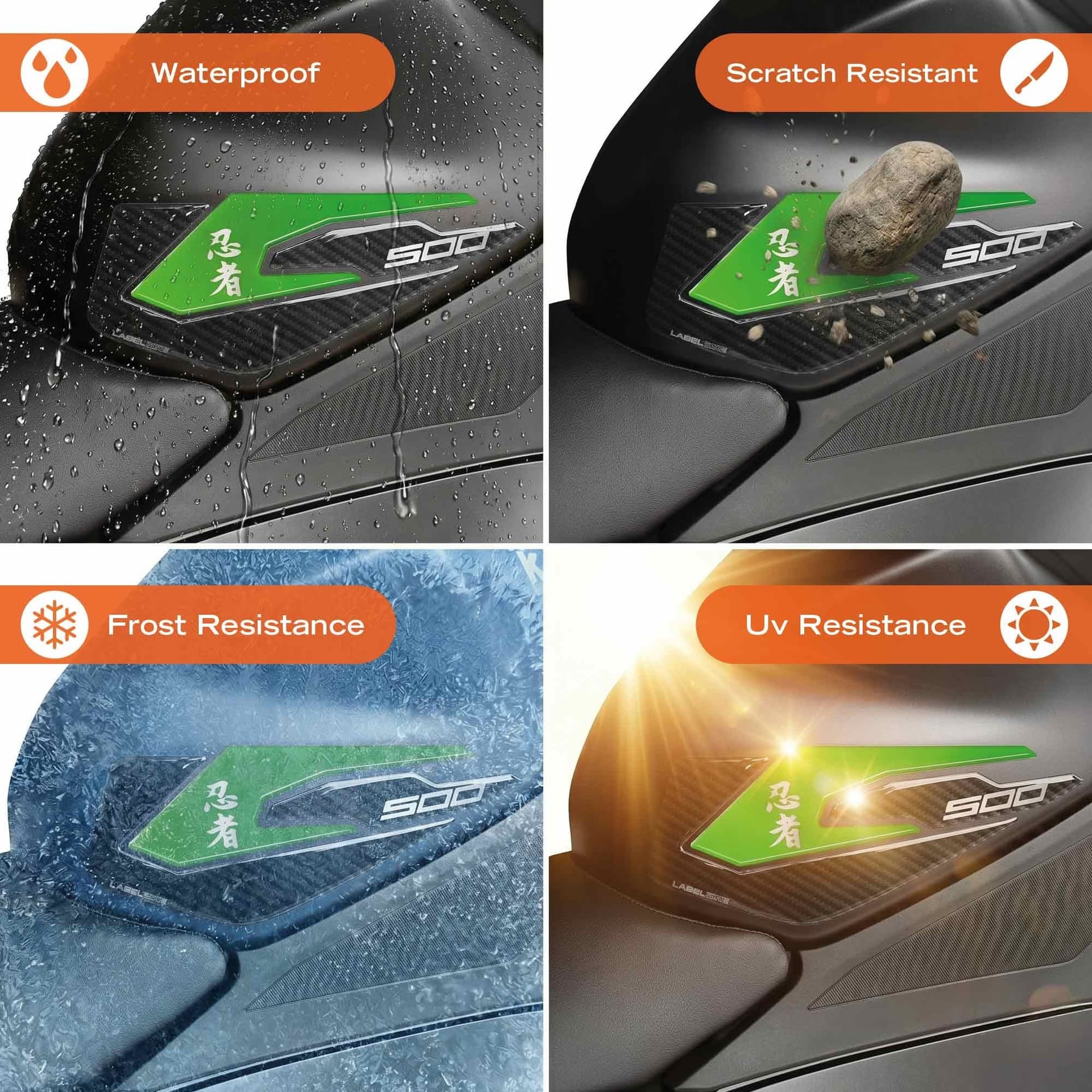Protezioni Laterali Serbatoio Adesivi compatibili con Kawasaki Ninja 500 2024-26 - 16