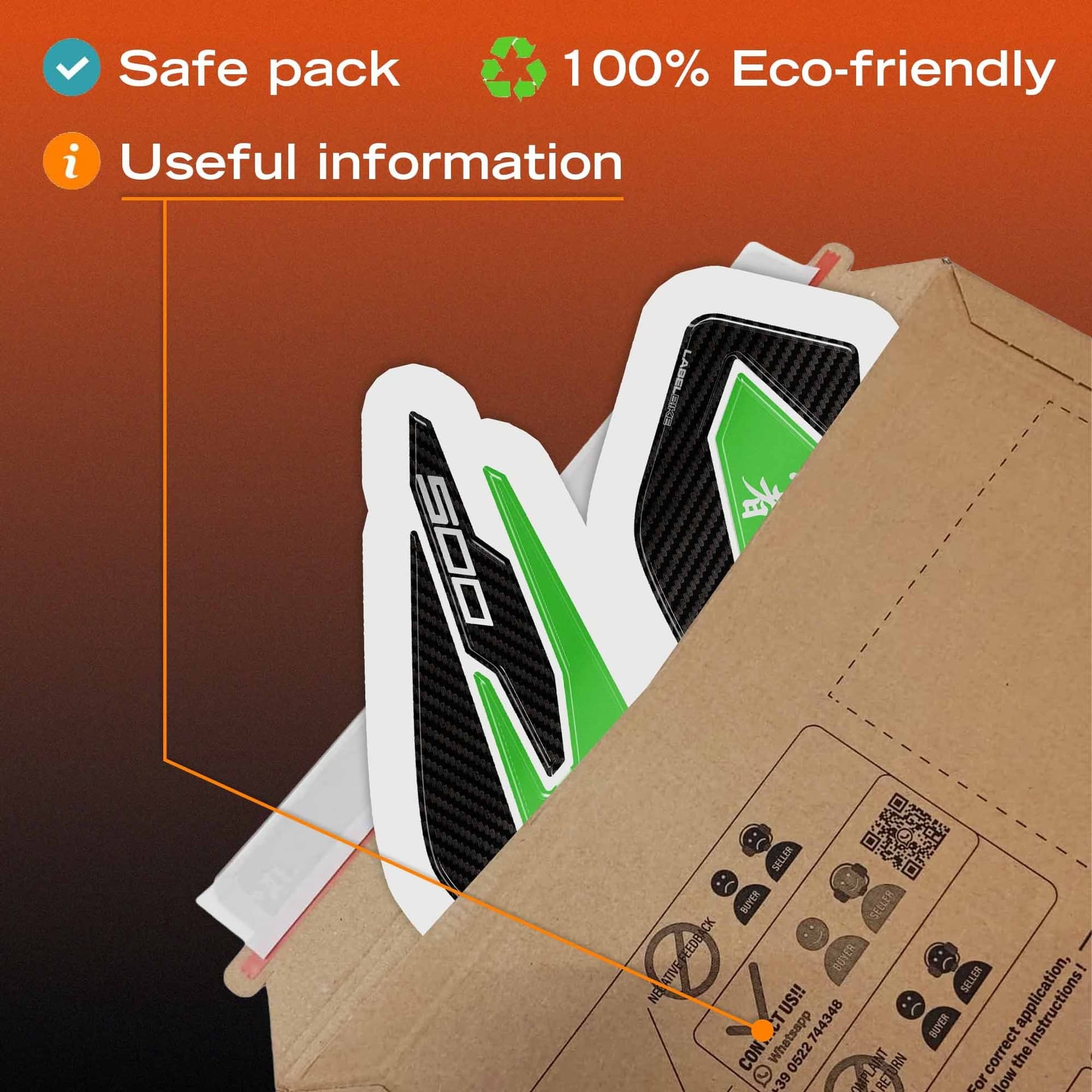 Protezioni Laterali Serbatoio Adesivi compatibili con Kawasaki Ninja 500 2024-26 - 18