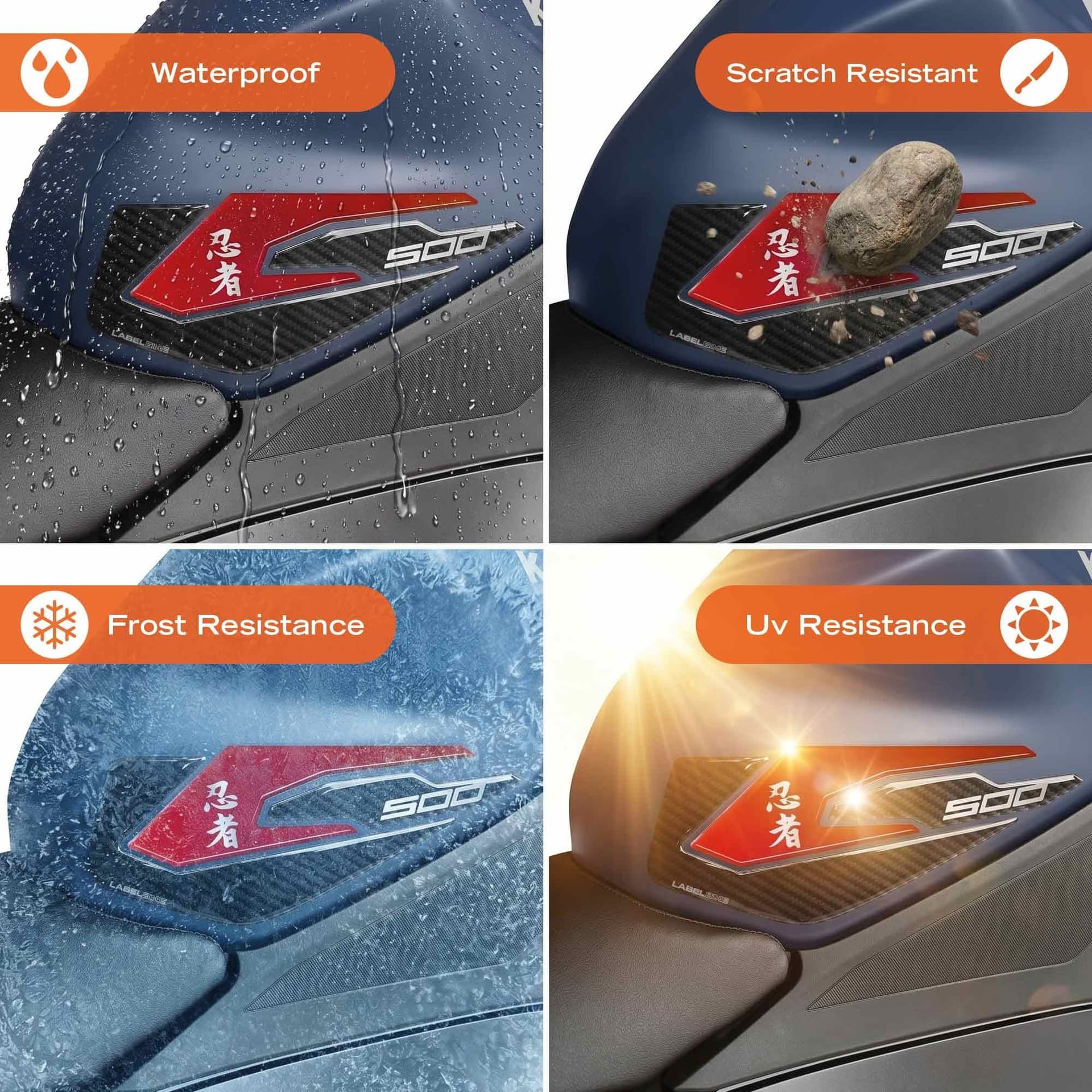 Protezioni Laterali Serbatoio Adesivi compatibili con Kawasaki Ninja 500 2024-26 - 10