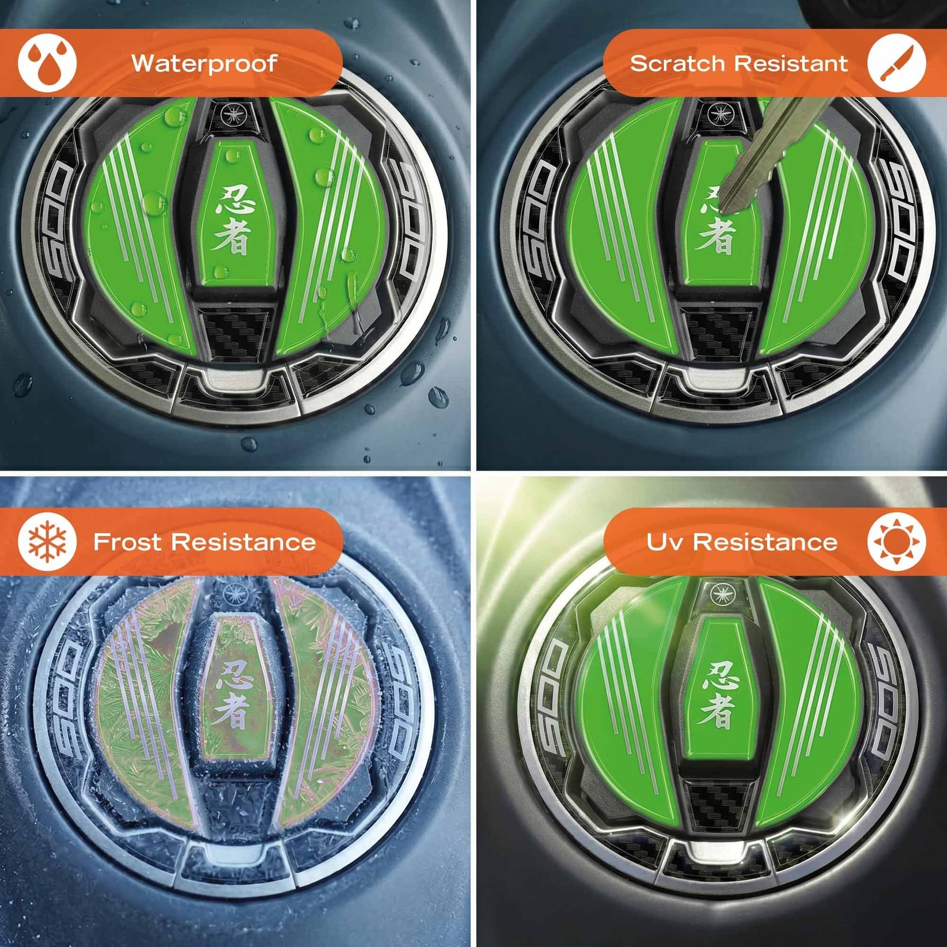 Adesivo 3D Protezione Tappo Serbatoio moto compatibile con Kawasaki Ninja 500 - 13