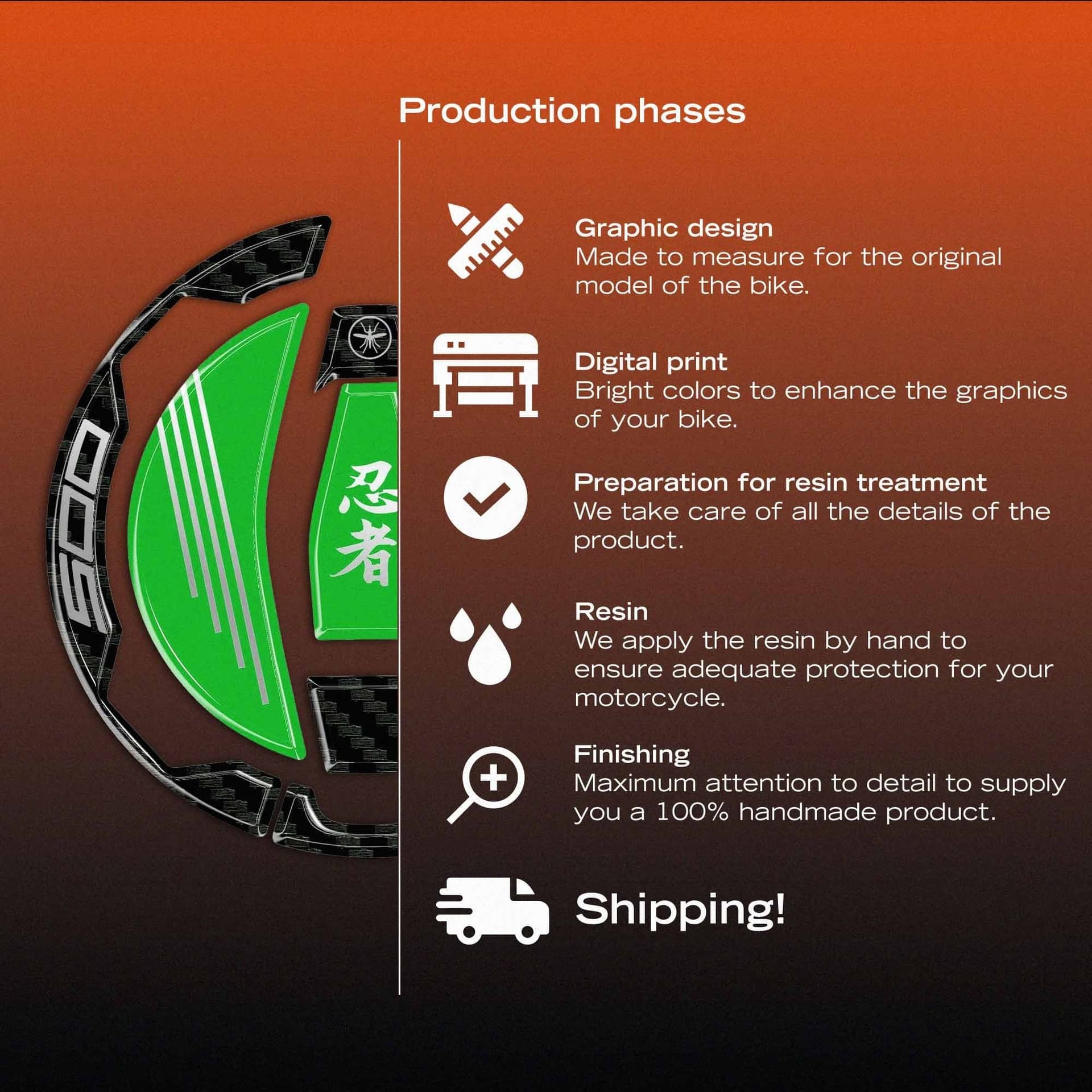 Adesivo 3D Protezione Tappo Serbatoio moto compatibile con Kawasaki Ninja 500 - 14