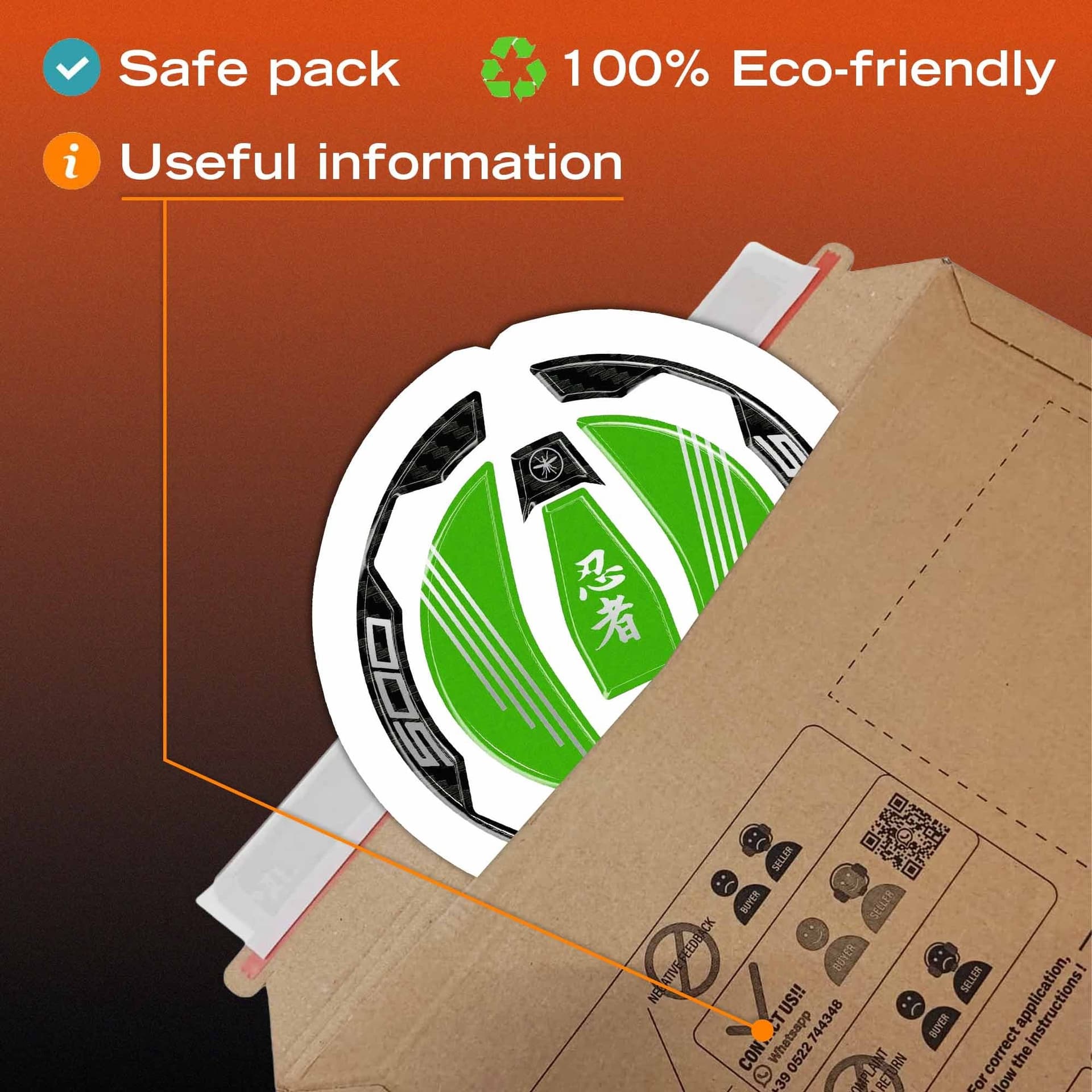 Adesivo 3D Protezione Tappo Serbatoio moto compatibile con Kawasaki Ninja 500 - 15