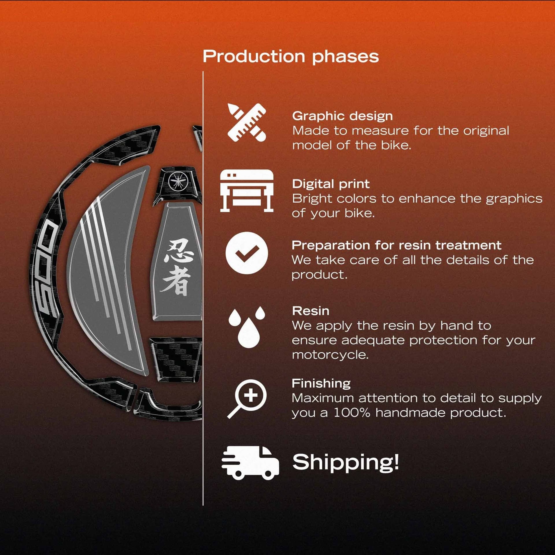 Adesivo 3D Protezione Tappo Serbatoio moto compatibile con Kawasaki Ninja 500 - 4