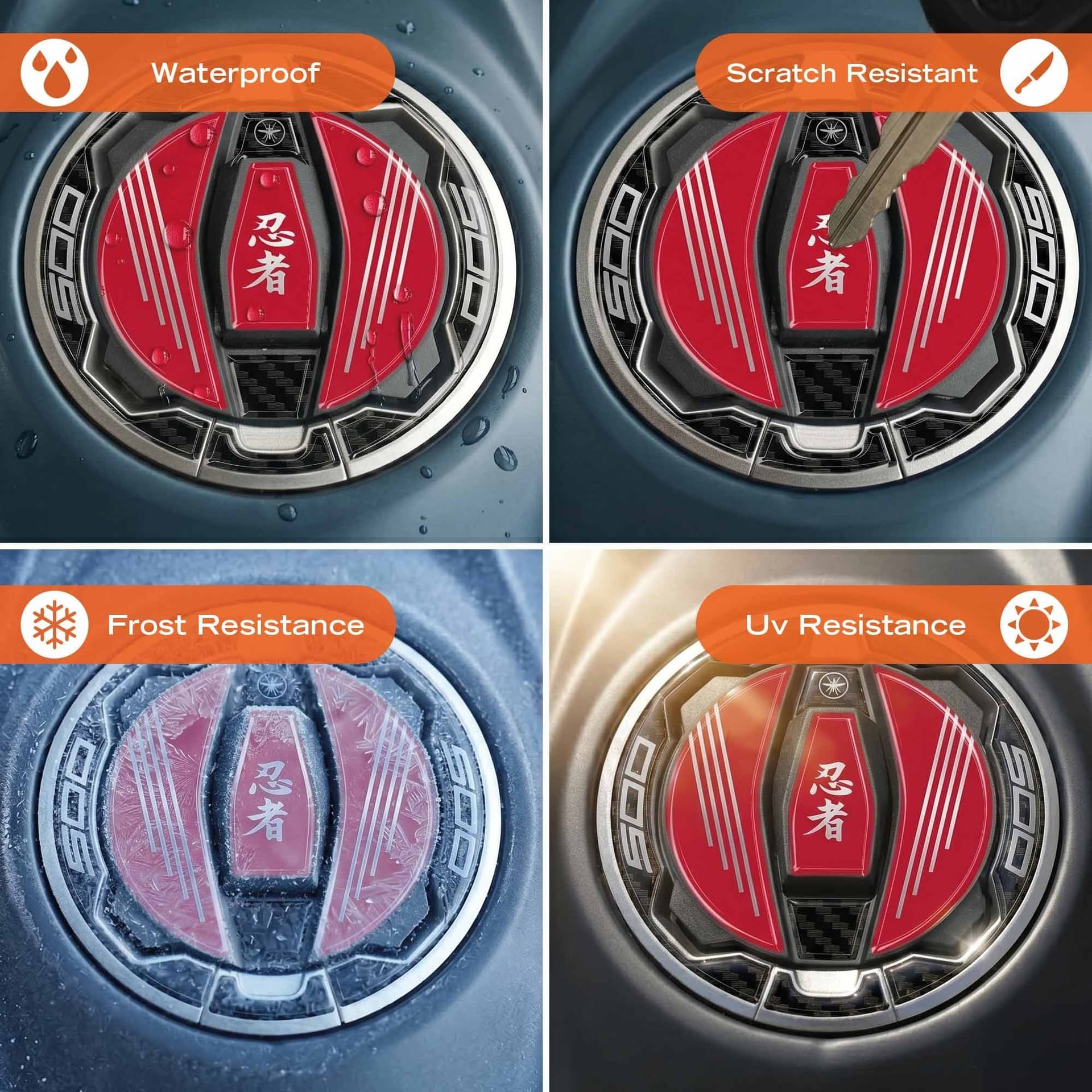 Adesivo 3D Protezione Tappo Serbatoio moto compatibile con Kawasaki Ninja 500 - 8