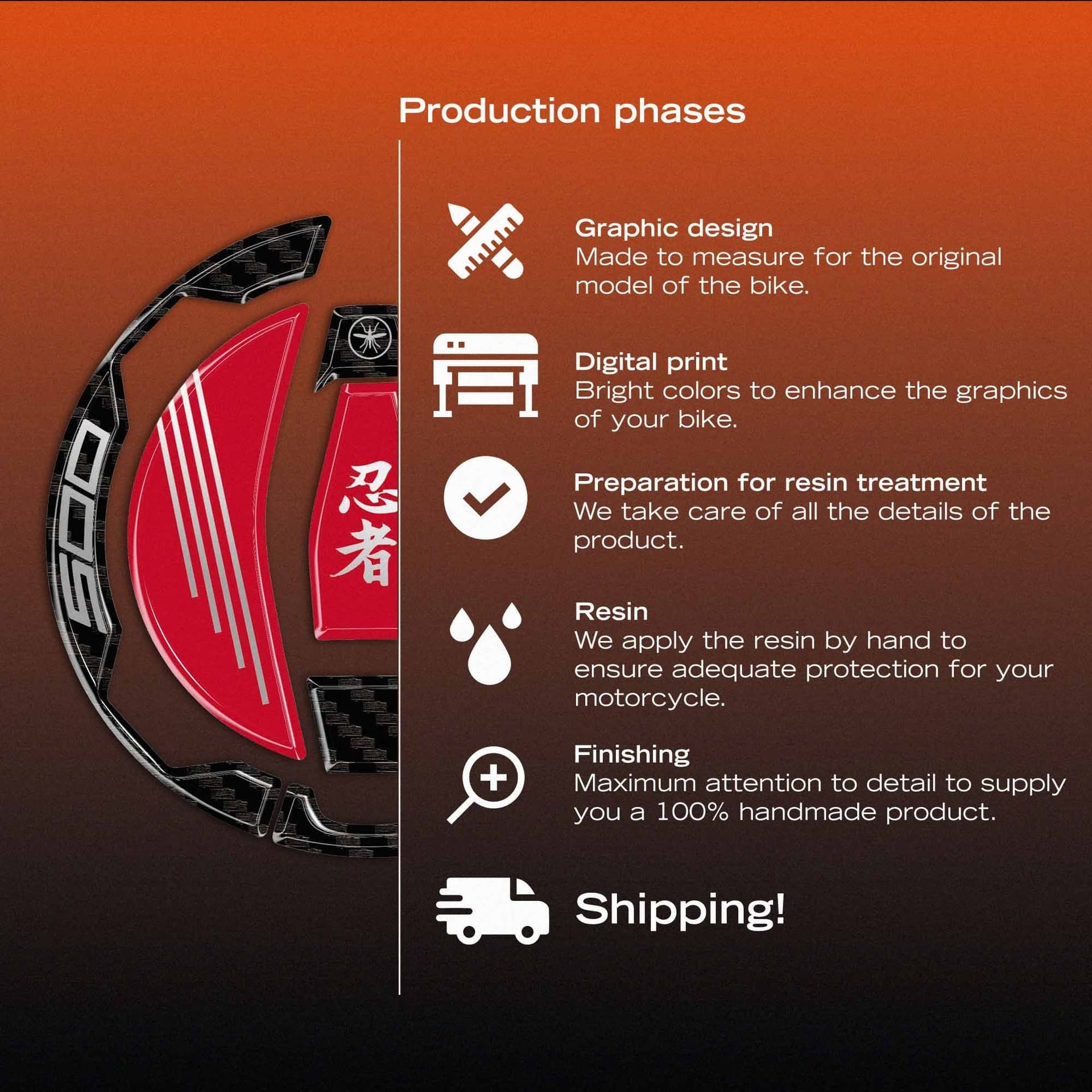 Adesivo 3D Protezione Tappo Serbatoio moto compatibile con Kawasaki Ninja 500 - 9