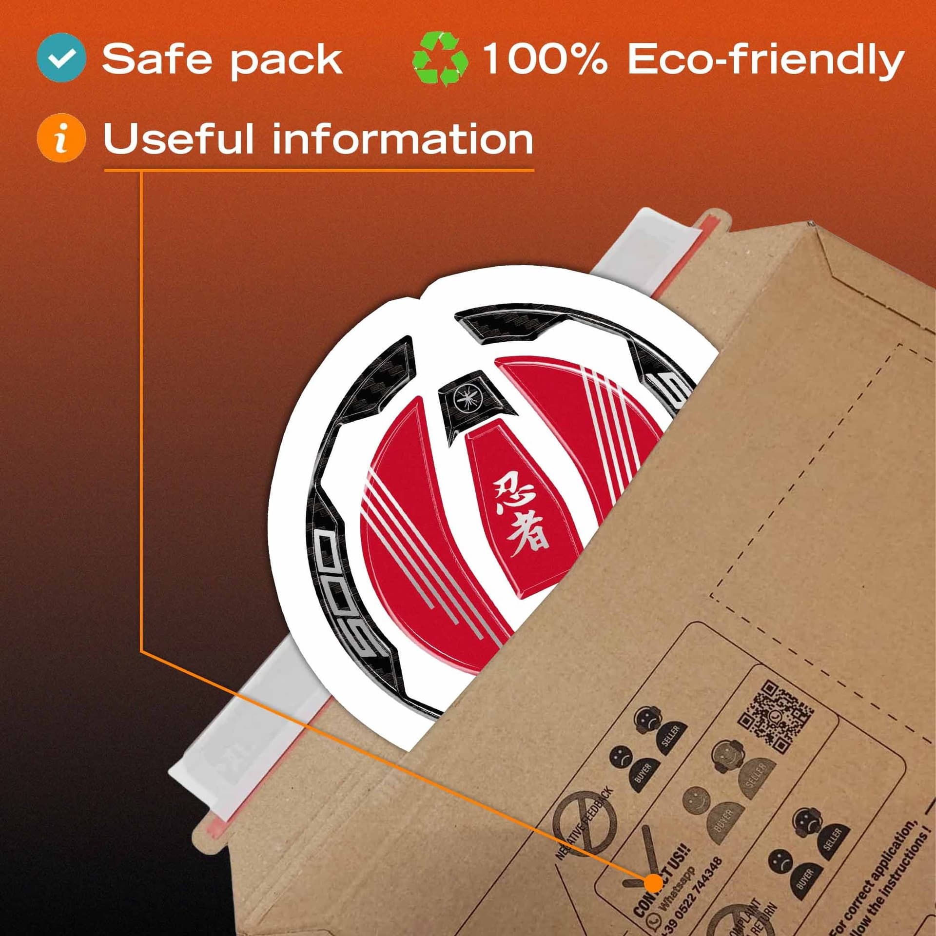 Adesivo 3D Protezione Tappo Serbatoio moto compatibile con Kawasaki Ninja 500 - 10