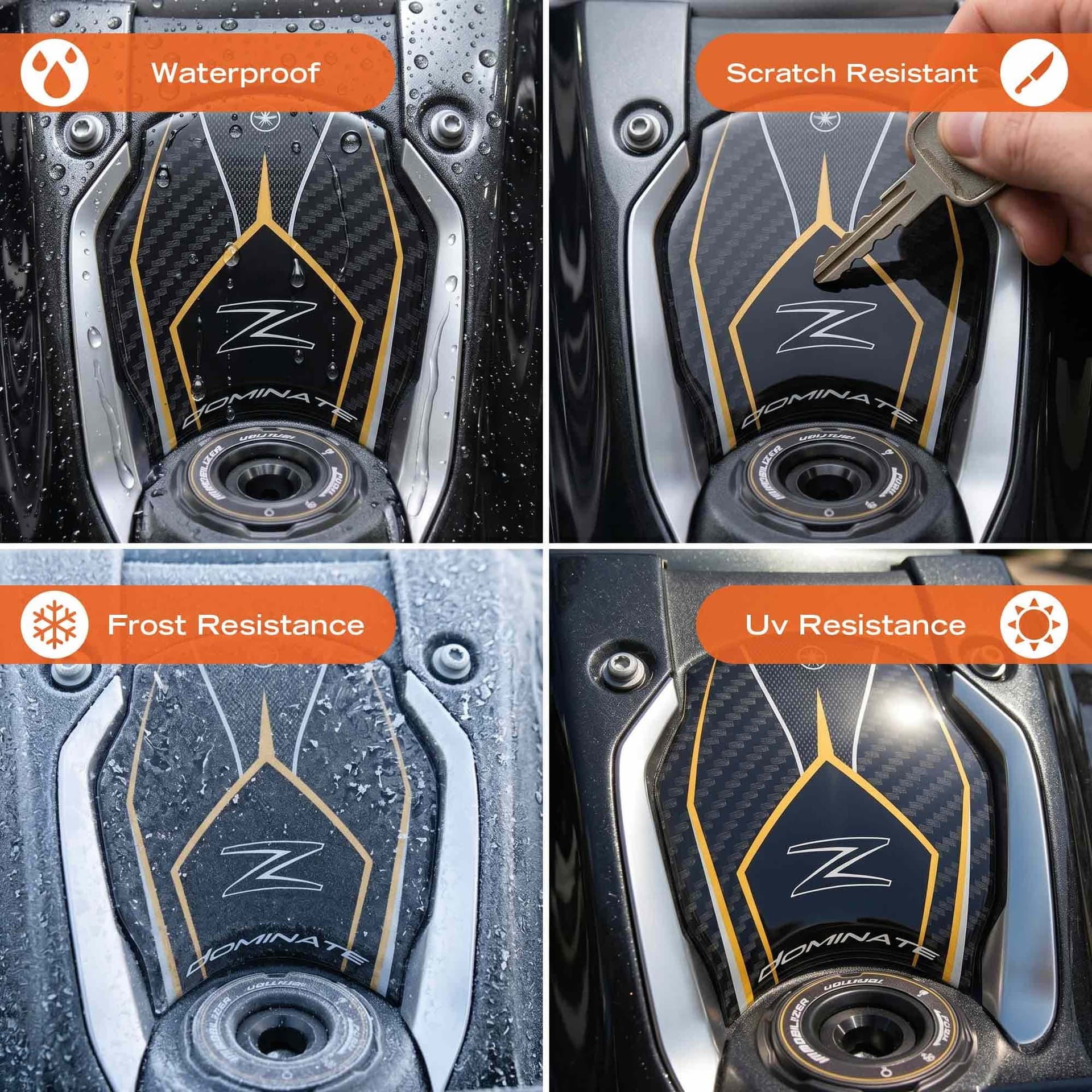 Protezione Chiave Accensione Moto Adesivi 3D compatibili con Kawasaki Z900 2026 - 3