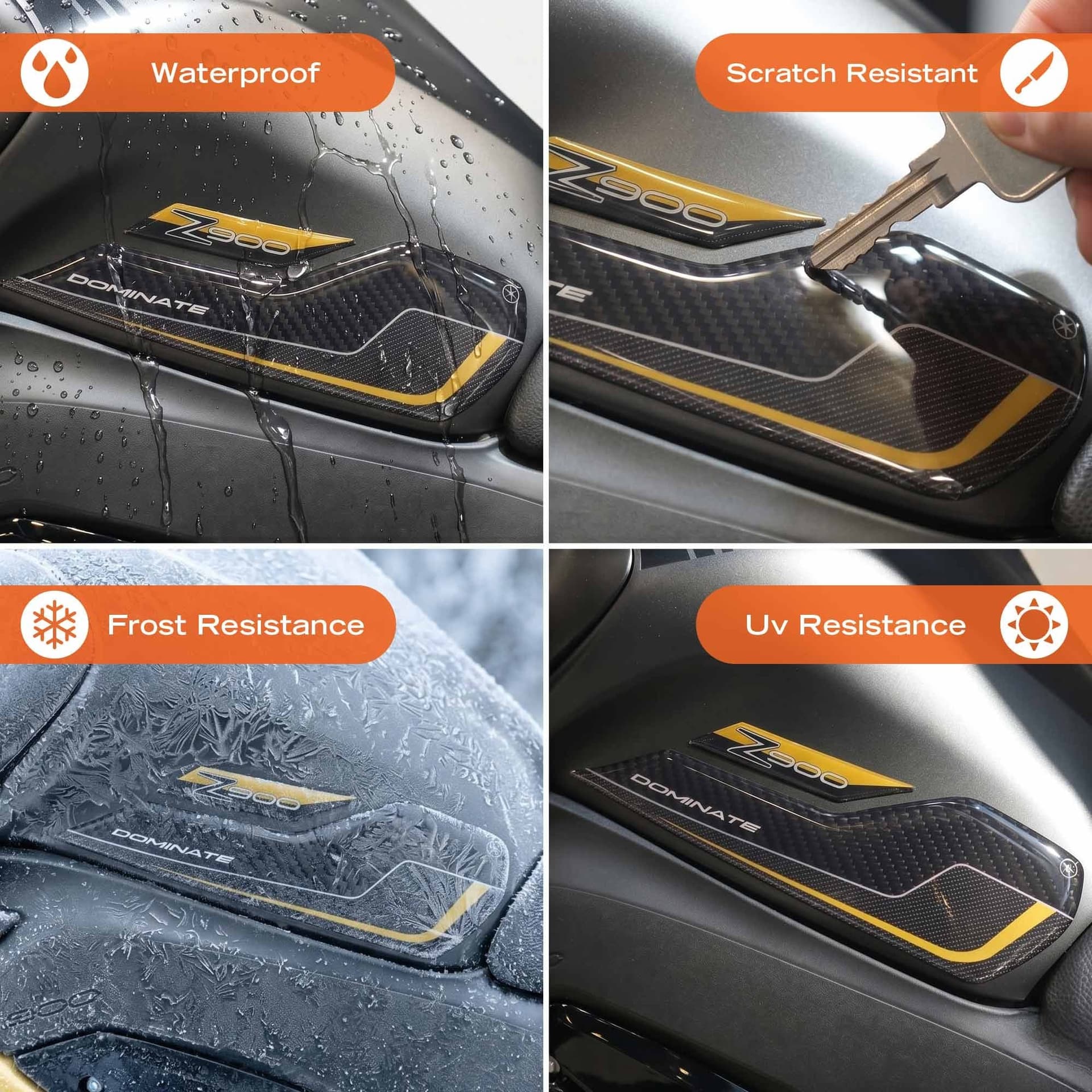 Protezioni Laterali Serbatoio moto Adesivi 3D compatibili con Kawasaki Z900 2026 - 4