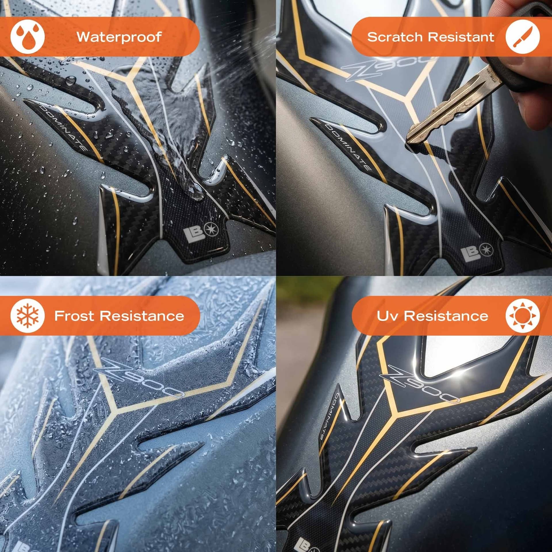 Paraserbatoio Adesivo 3D Protezione moto compatibile con Kawasaki Z900 2026 - 4