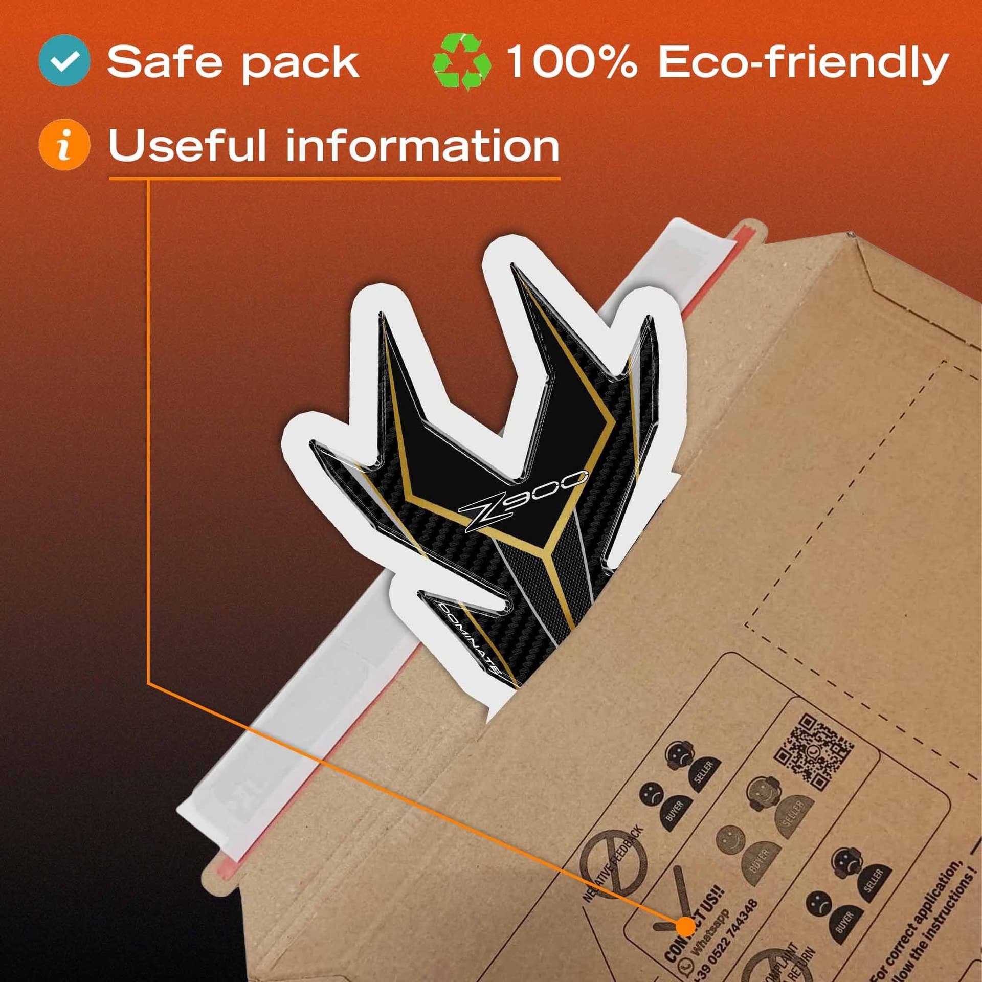 Paraserbatoio Adesivo 3D Protezione moto compatibile con Kawasaki Z900 2026 - 6