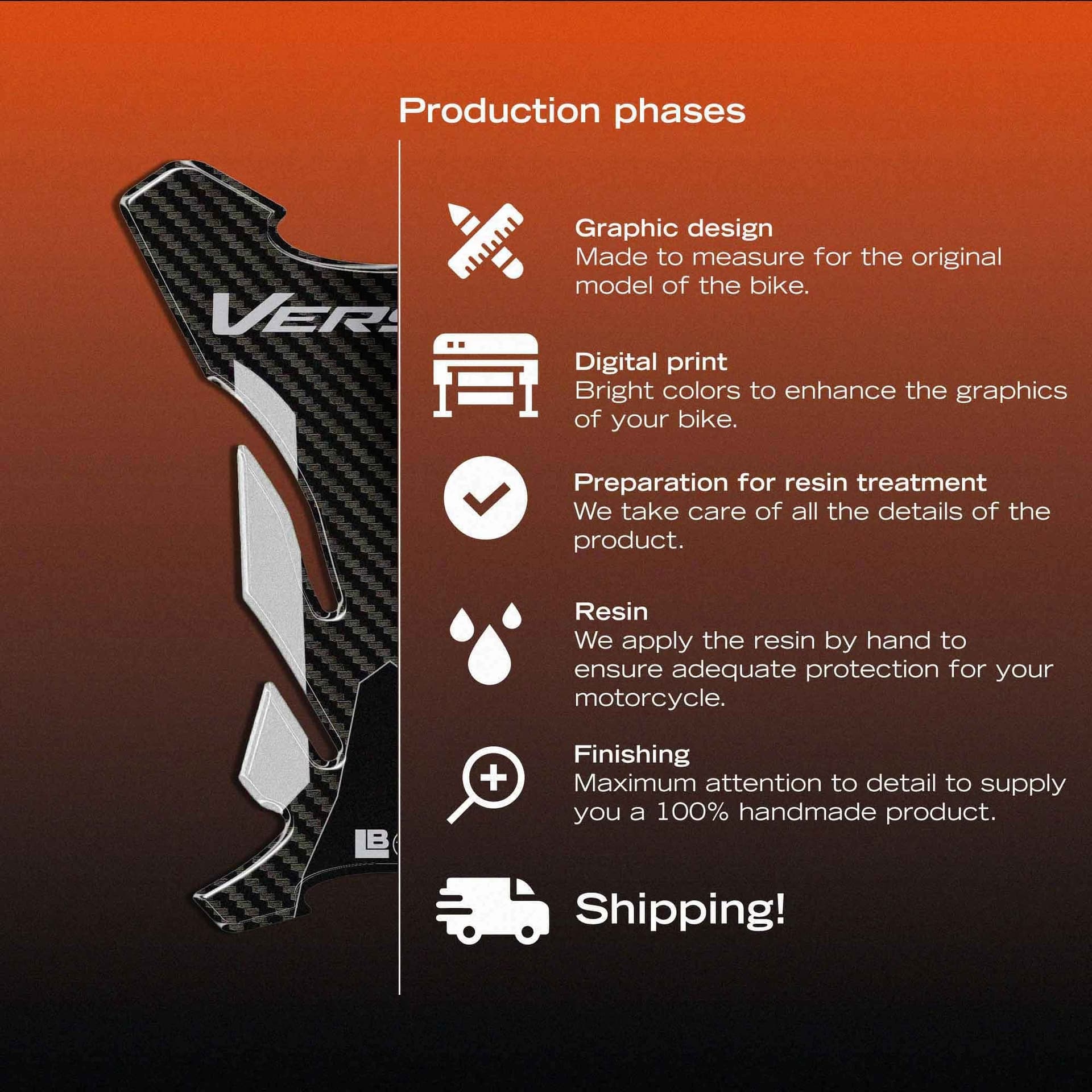 Adesivo 3D Paraserbatoio moto compatibile con Kawasaki Versys 650 2021-2026 - 11