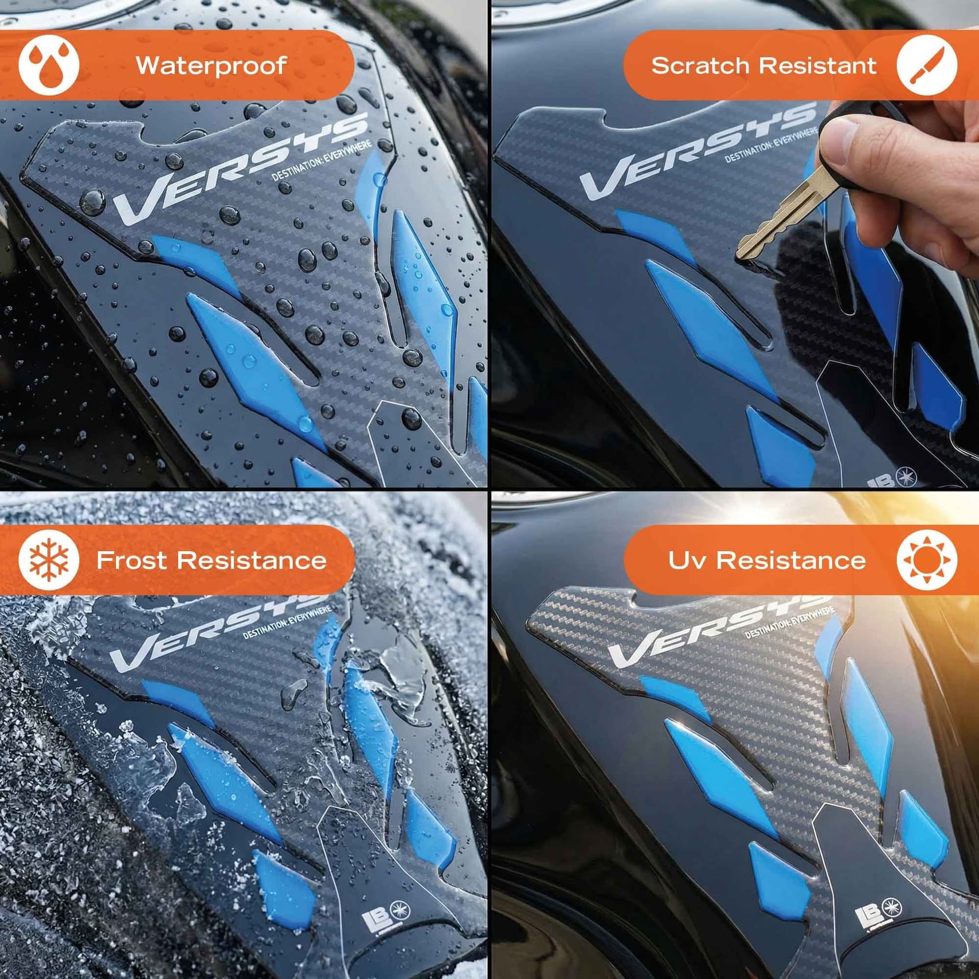 Adesivo 3D Paraserbatoio moto compatibile con Kawasaki Versys 650 2021-2026 - 15