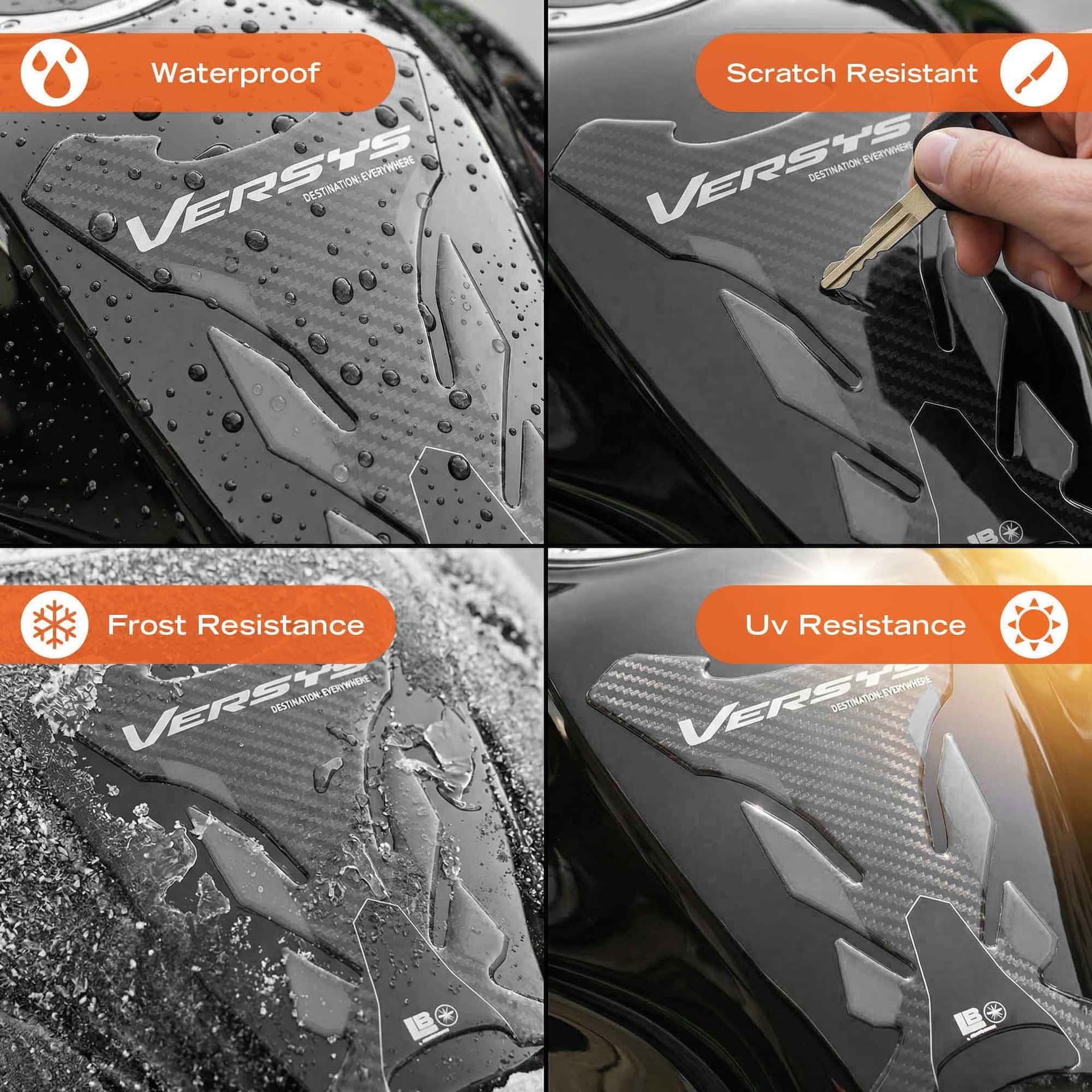 Adesivo 3D Paraserbatoio moto compatibile con Kawasaki Versys 650 2021-2026 - 20