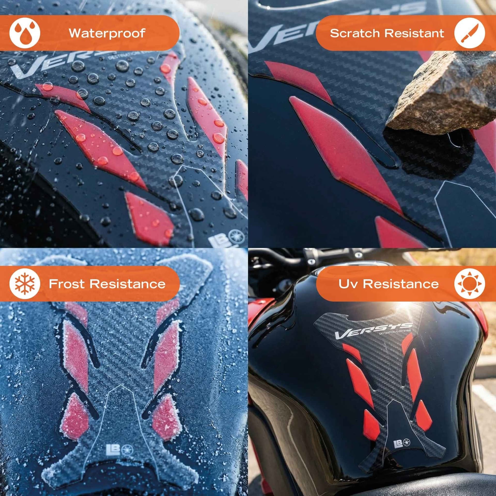 Adesivo 3D Paraserbatoio moto compatibile con Kawasaki Versys 650 2021-2026 - 25