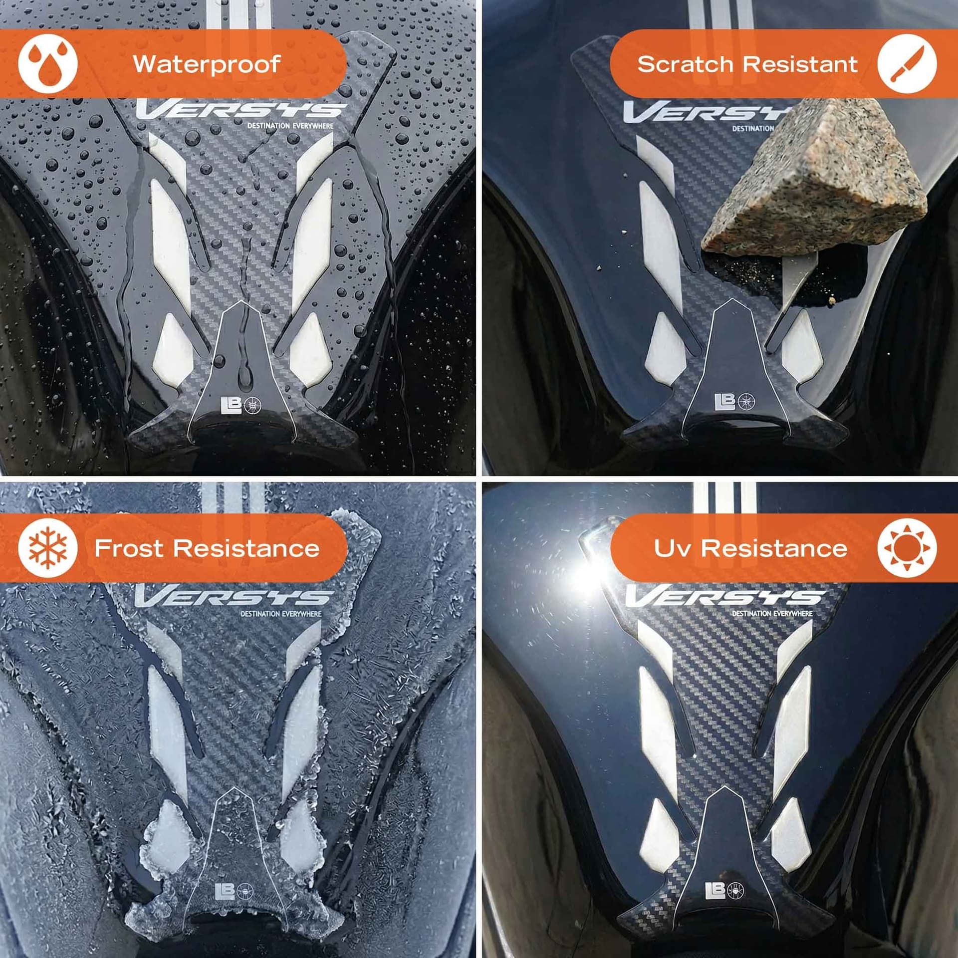 Adesivo 3D Paraserbatoio moto compatibile con Kawasaki Versys 650 2021-2026 - 10