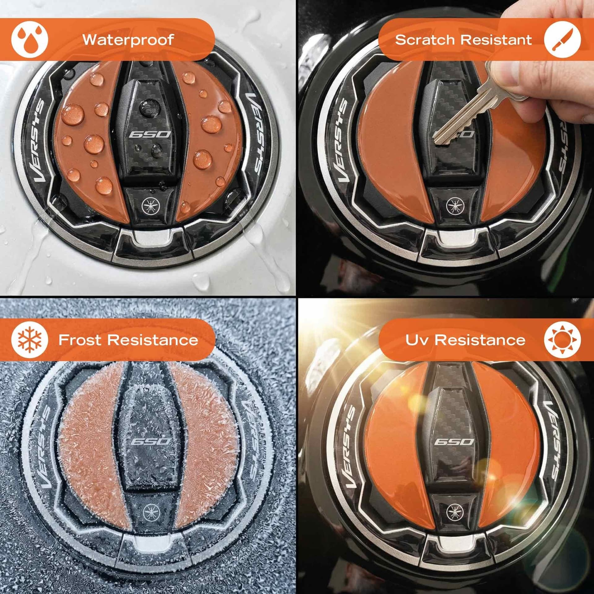 Adesivo 3D Tappo Serbatoio moto compatibile con Kawasaki Versys 650 2021-2026 - 3