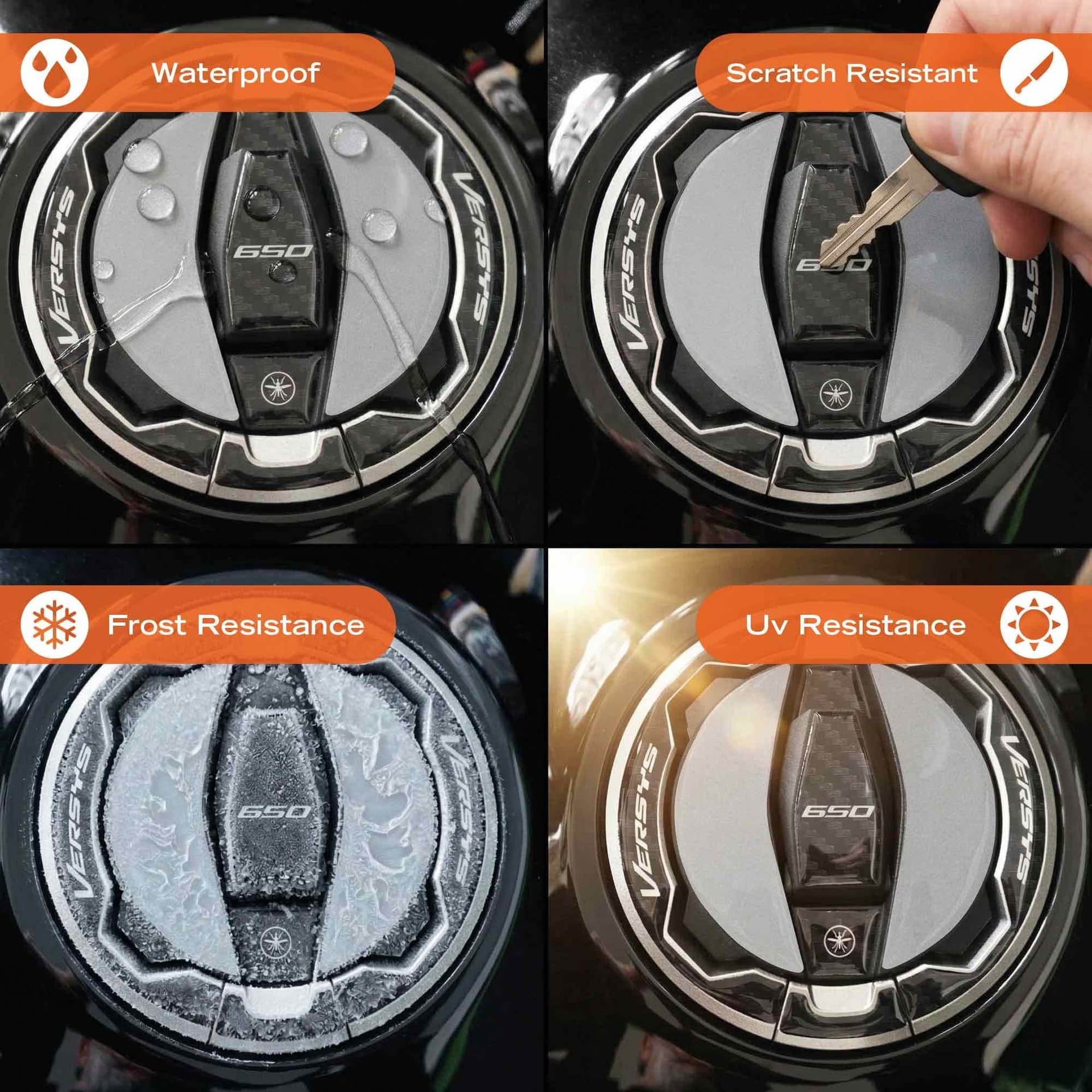 Adesivo 3D Tappo Serbatoio moto compatibile con Kawasaki Versys 650 2021-2026 - 8