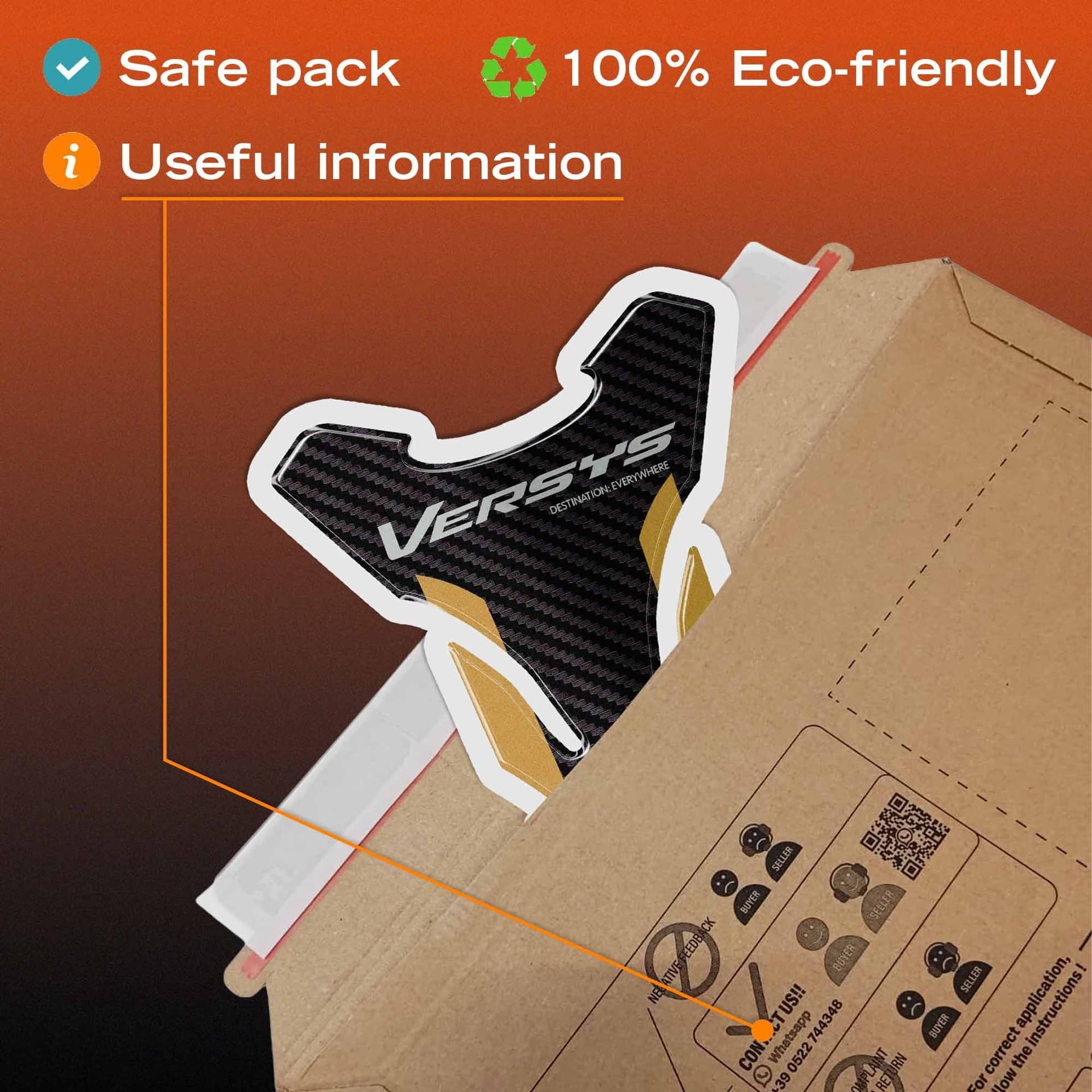 Adesivo 3D Paraserbatoio moto compatibile con Kawasaki Versys 1100 2025-2026 - 12