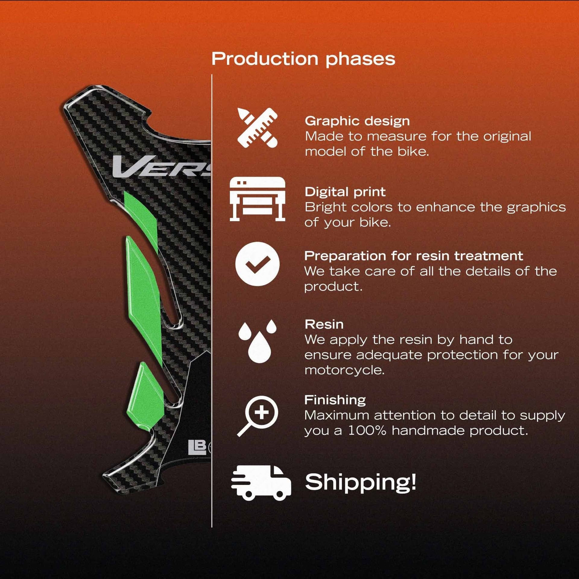 Adesivo 3D Paraserbatoio moto compatibile con Kawasaki Versys 1100 2025-2026 - 17