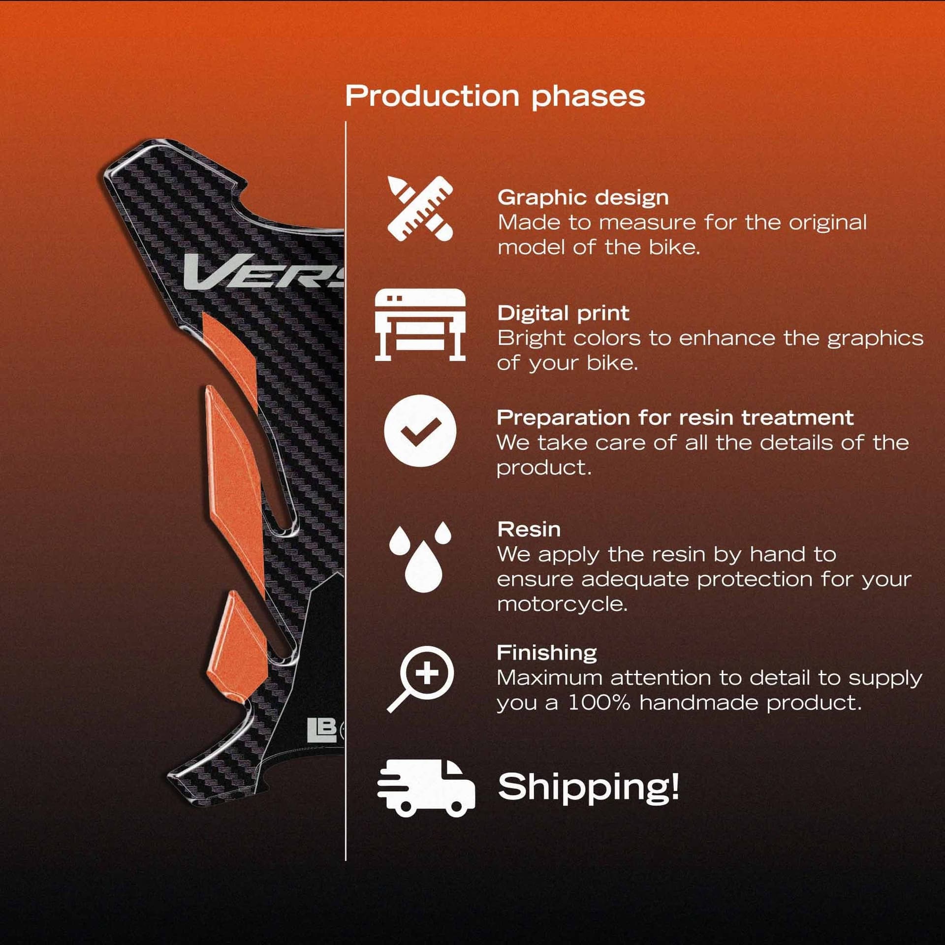 Adesivo 3D Paraserbatoio moto compatibile con Kawasaki Versys 1100 2025-2026 - 5