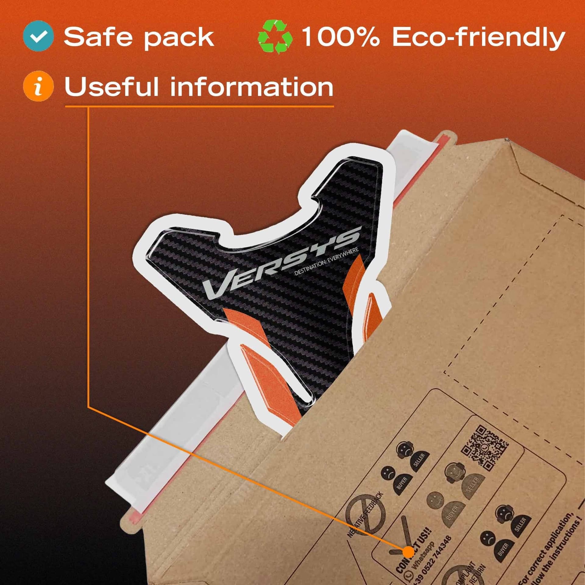 Adesivo 3D Paraserbatoio moto compatibile con Kawasaki Versys 1100 2025-2026 - 6