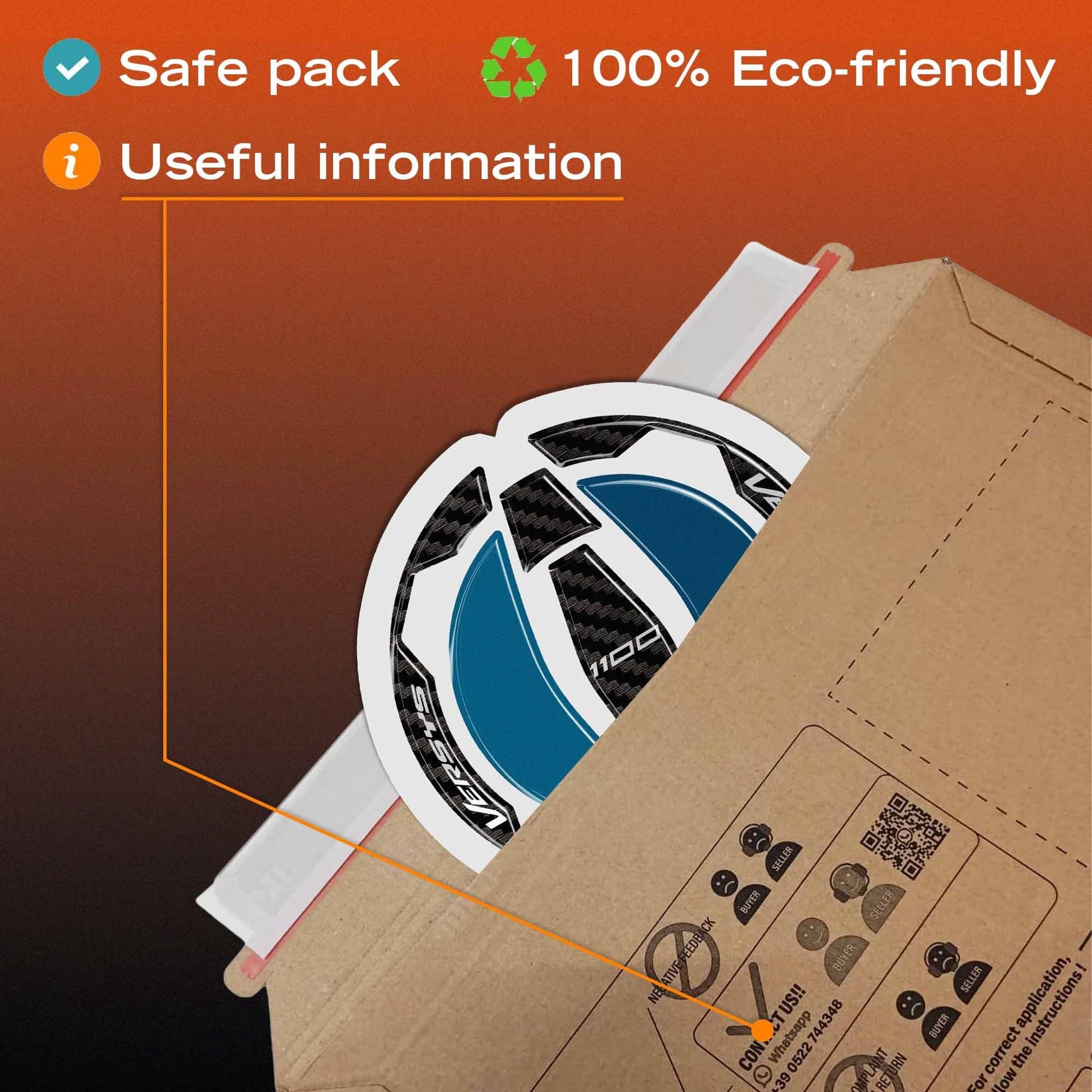 Adesivo 3D Tappo Serbatoio moto compatibile con Kawasaki Versys 1100 2025-2026 - 6