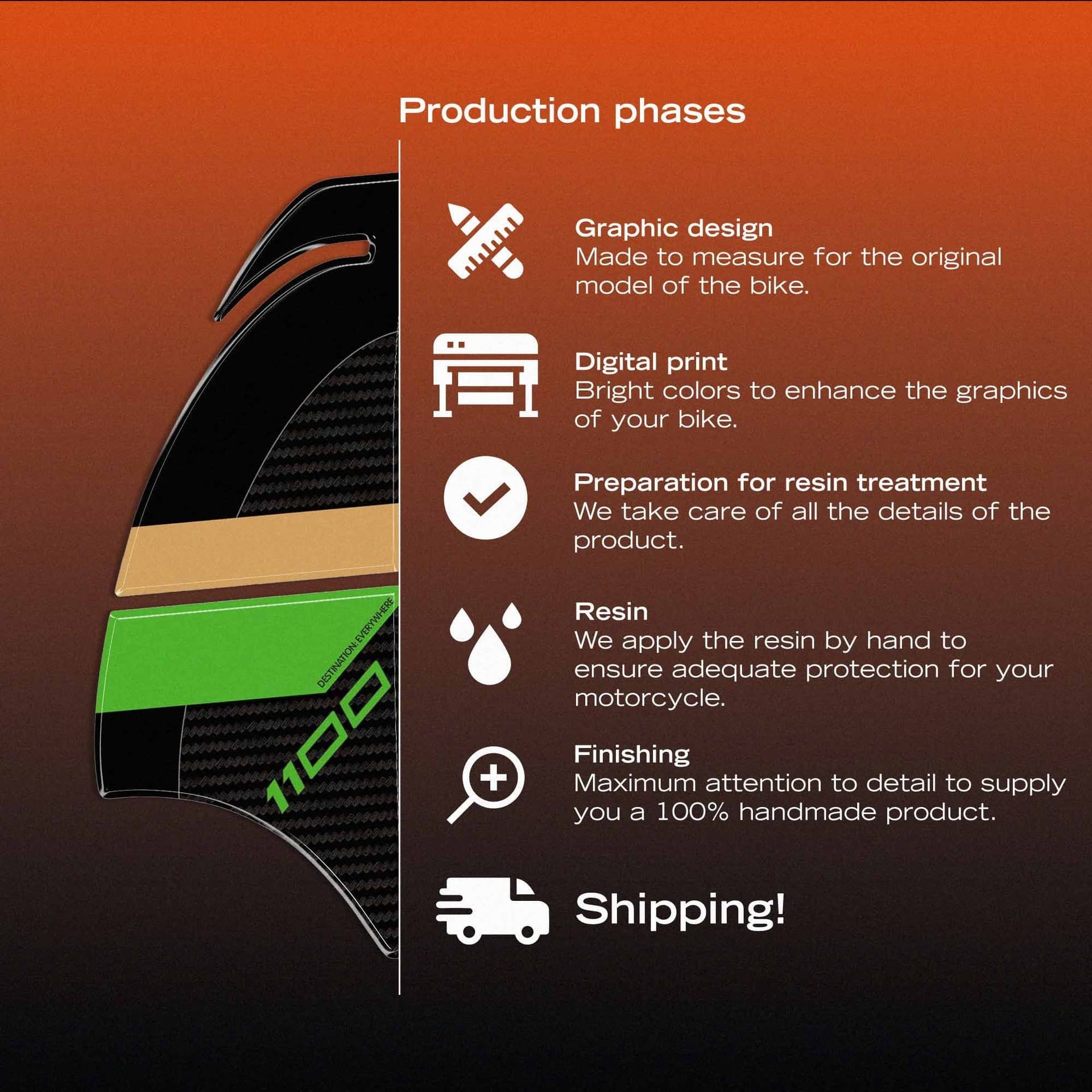 Adesivi 3D Laterali Serbatoio moto compatibili con Kawasaki Versys 1100 2025-26 - 18