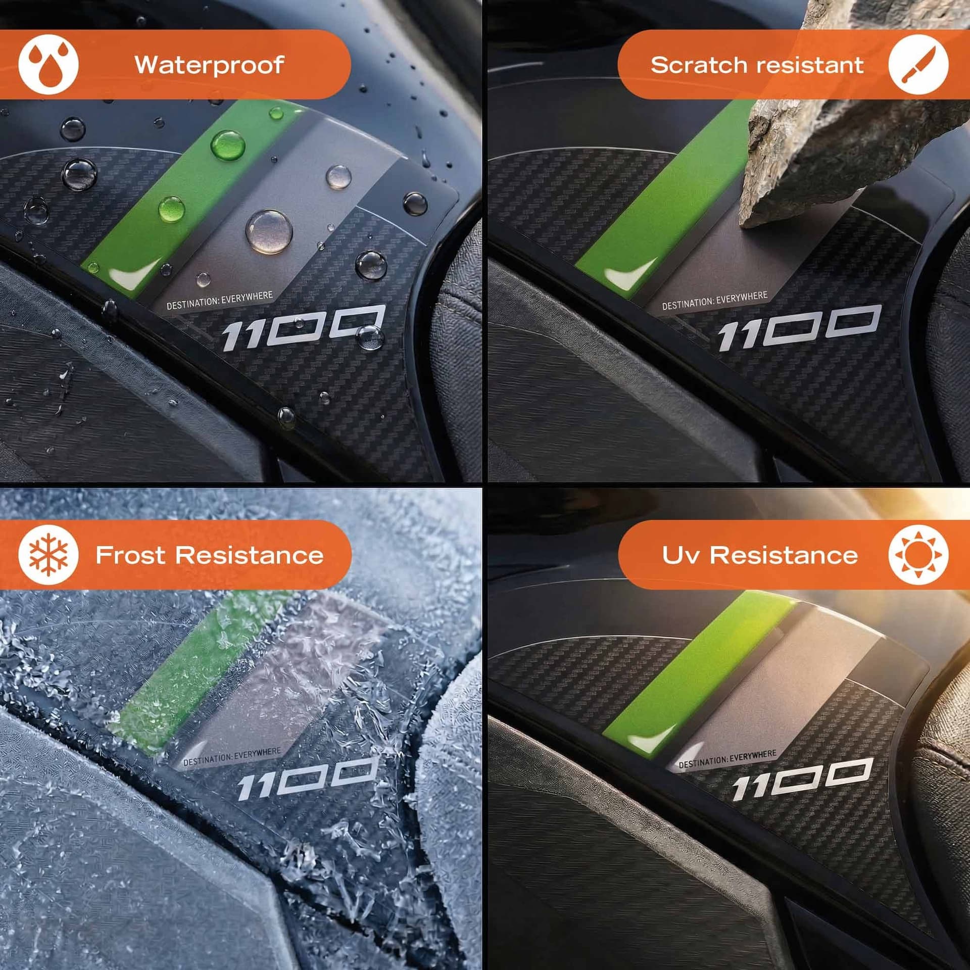 Adesivi 3D Laterali Serbatoio moto compatibili con Kawasaki Versys 1100 2025-26 - 23