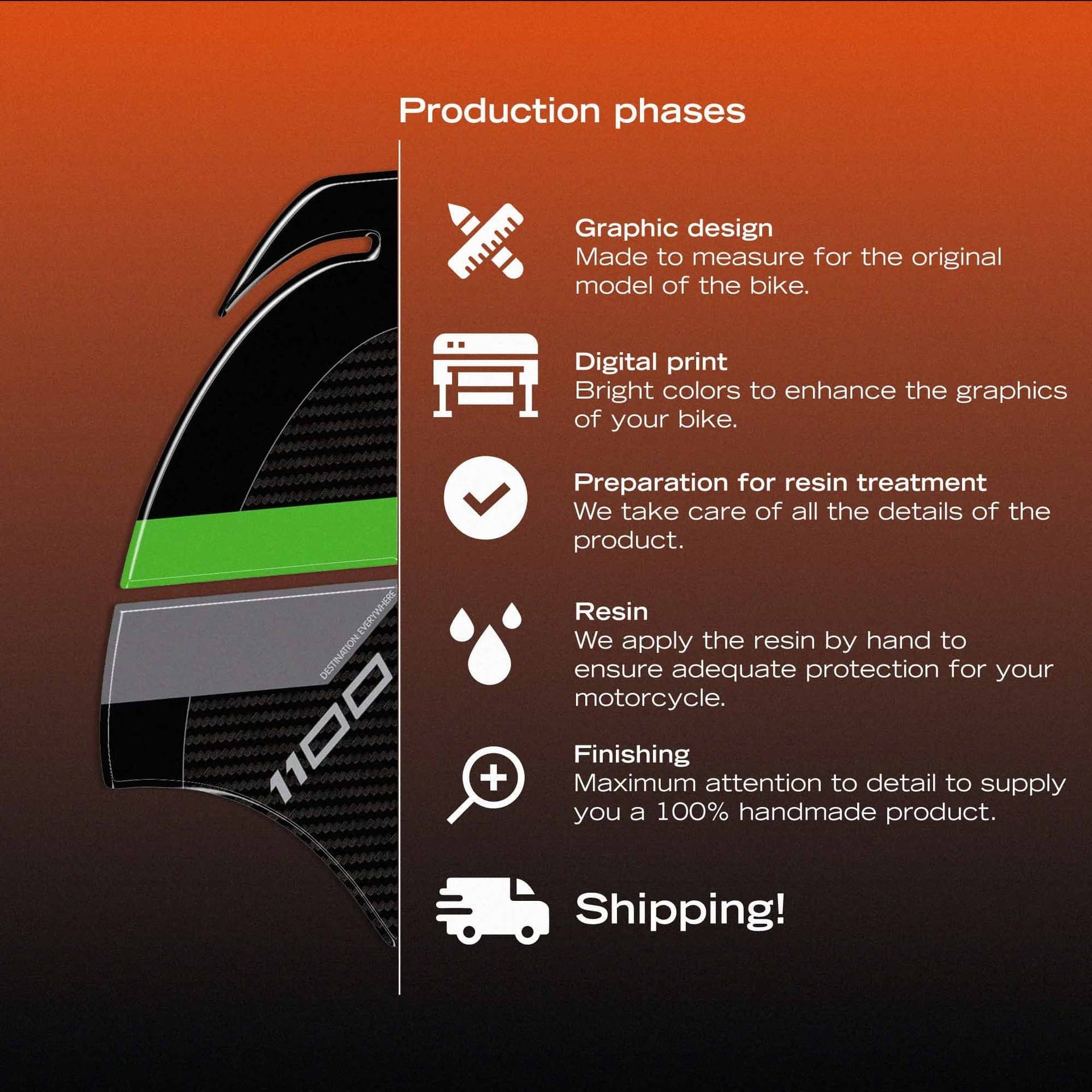 Adesivi 3D Laterali Serbatoio moto compatibili con Kawasaki Versys 1100 2025-26 - 24