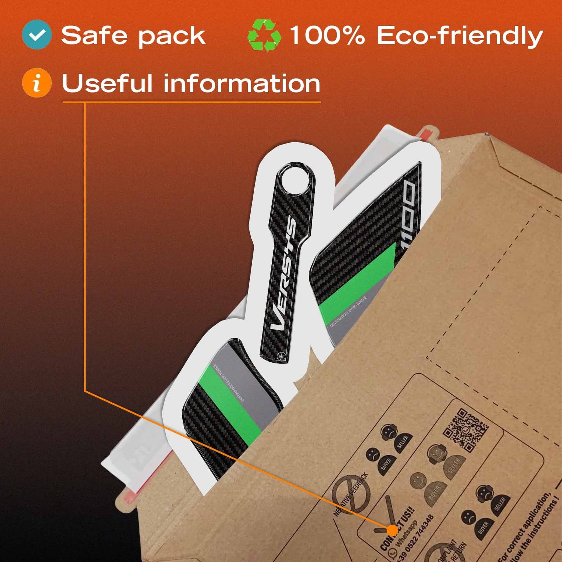 Adesivi 3D Protezioni Paramani moto compatibili con Kawasaki Versys 1100 2025-26 - 24
