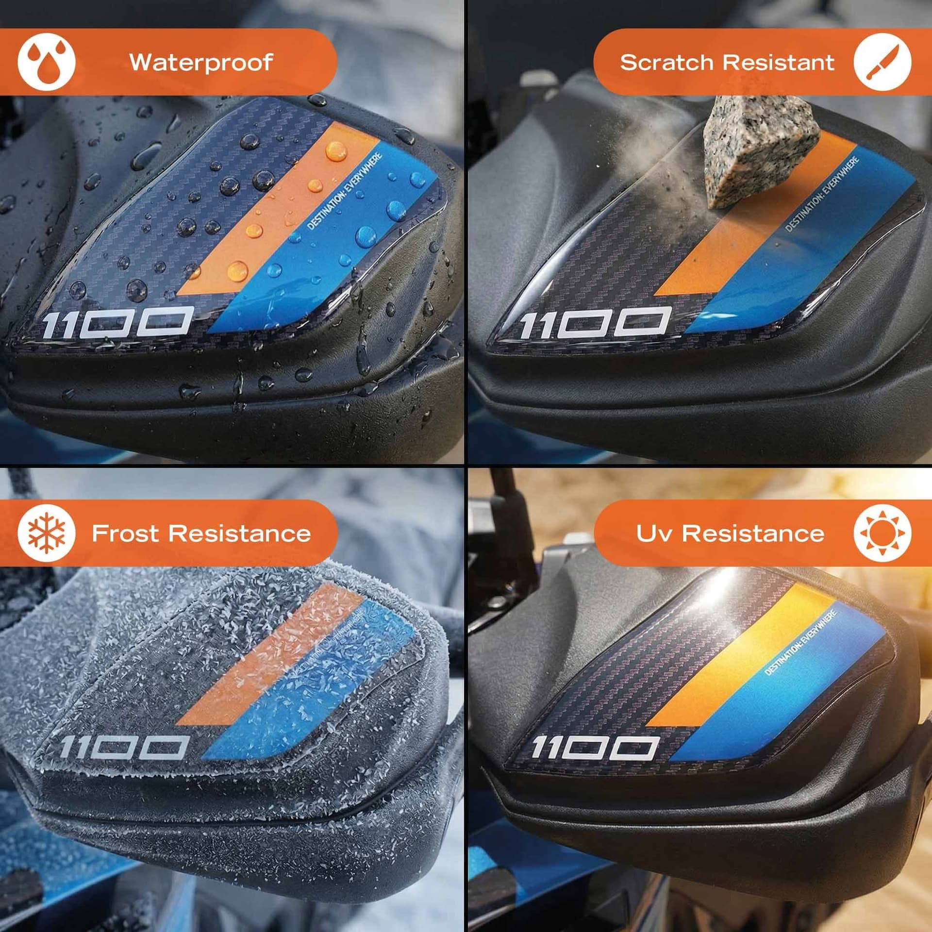 Adesivi 3D Protezioni Paramani moto compatibili con Kawasaki Versys 1100 2025-26 - 4