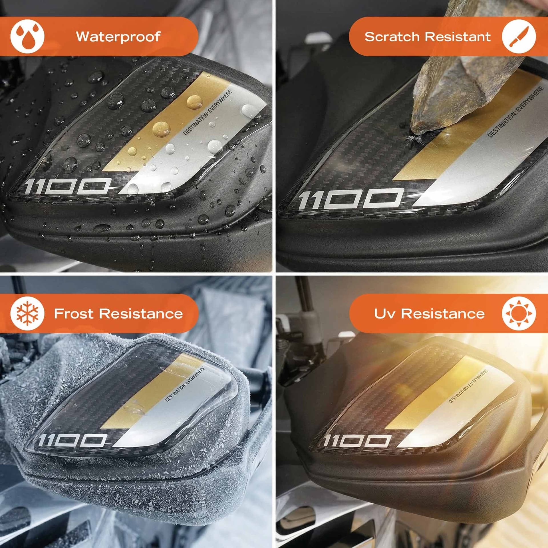 Adesivi 3D Protezioni Paramani moto compatibili con Kawasaki Versys 1100 2025-26 - 10