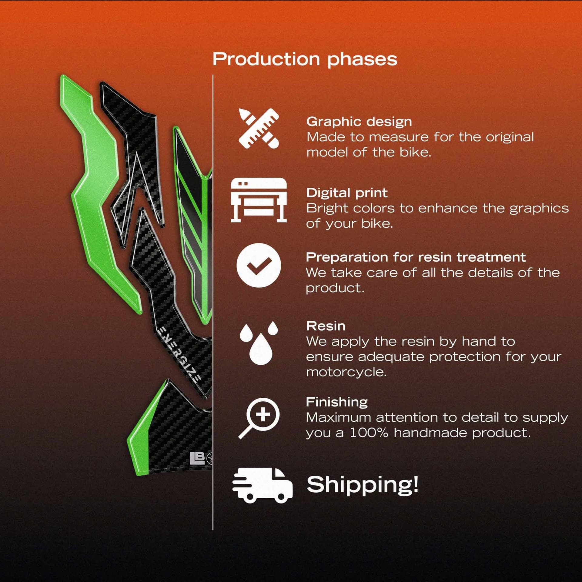 Adesivo 3D Protezione Paraserbatoio moto compatibile con Kawasaki Z650 2024-2026 - 11