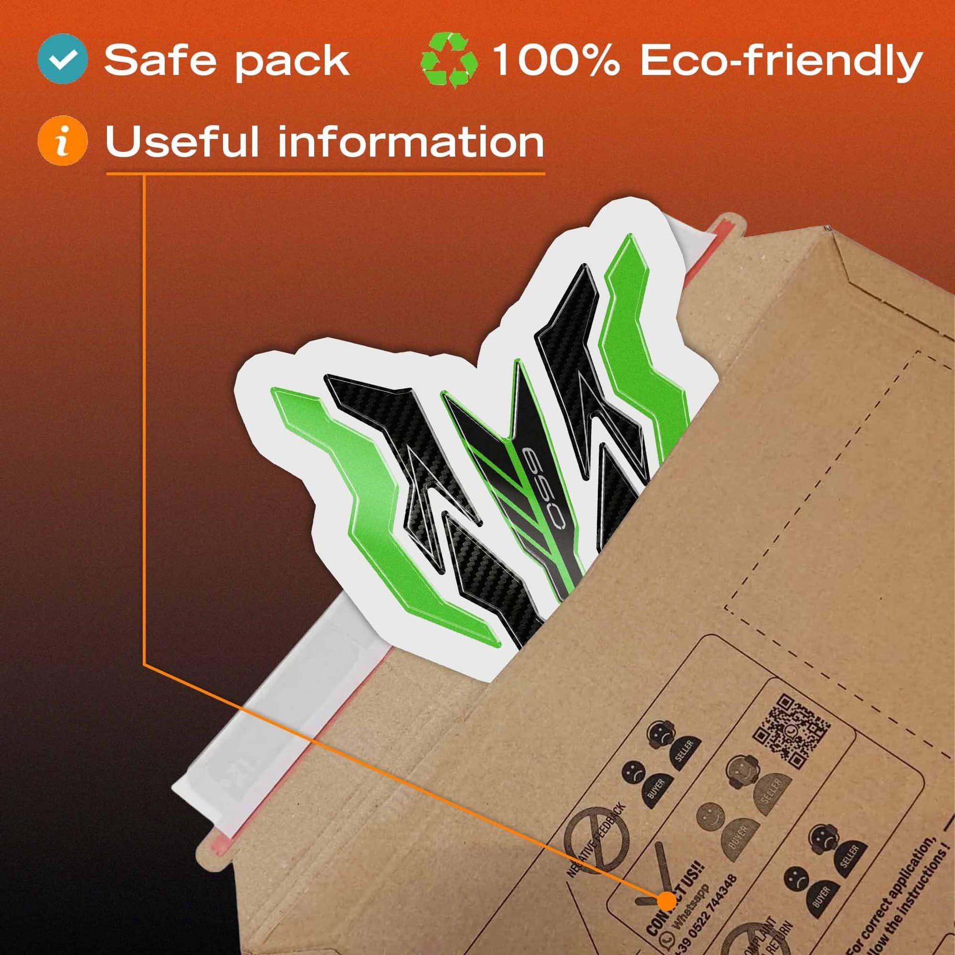 Adesivo 3D Protezione Paraserbatoio moto compatibile con Kawasaki Z650 2024-2026 - 12