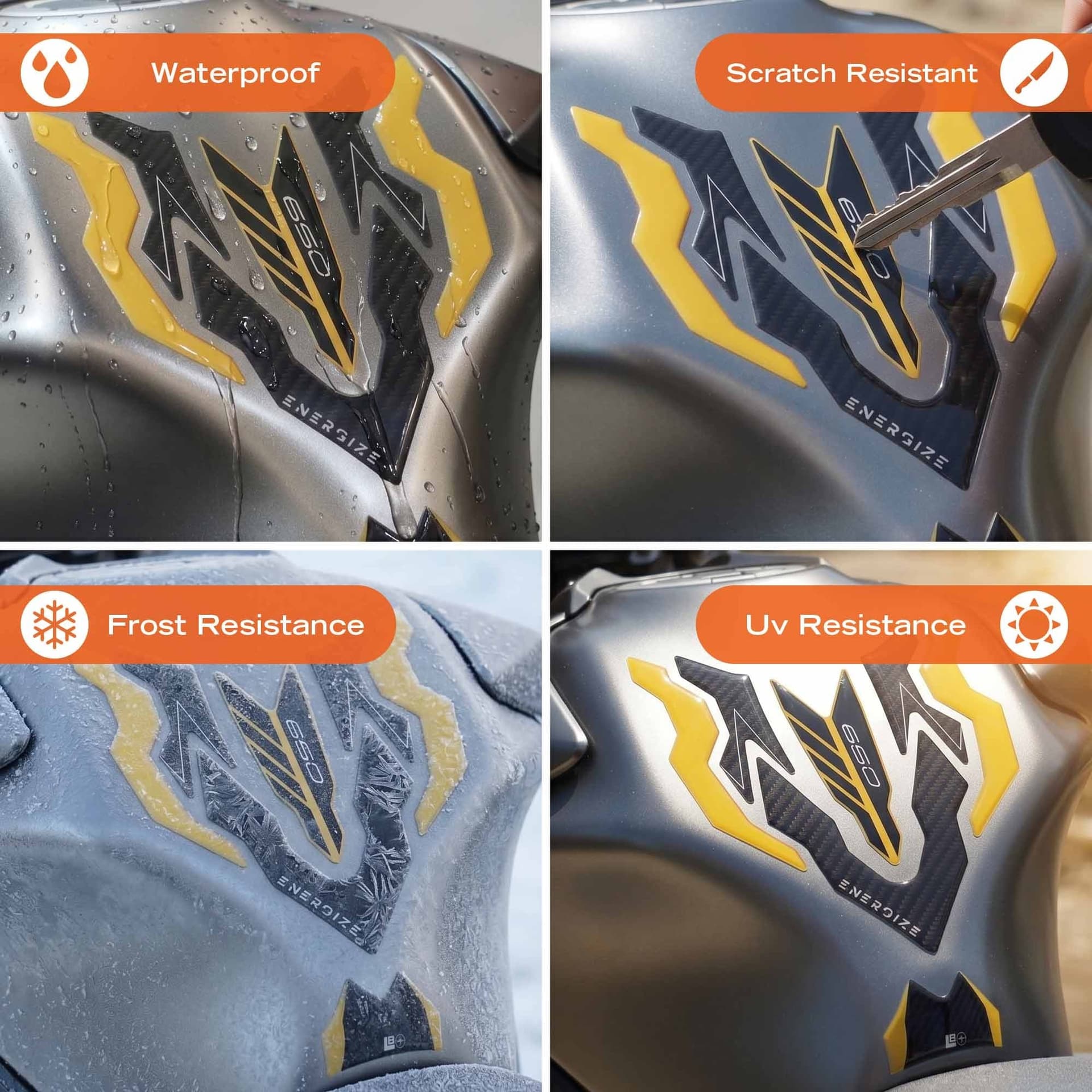 Adesivo 3D Protezione Paraserbatoio moto compatibile con Kawasaki Z650 2024-2026 - 4